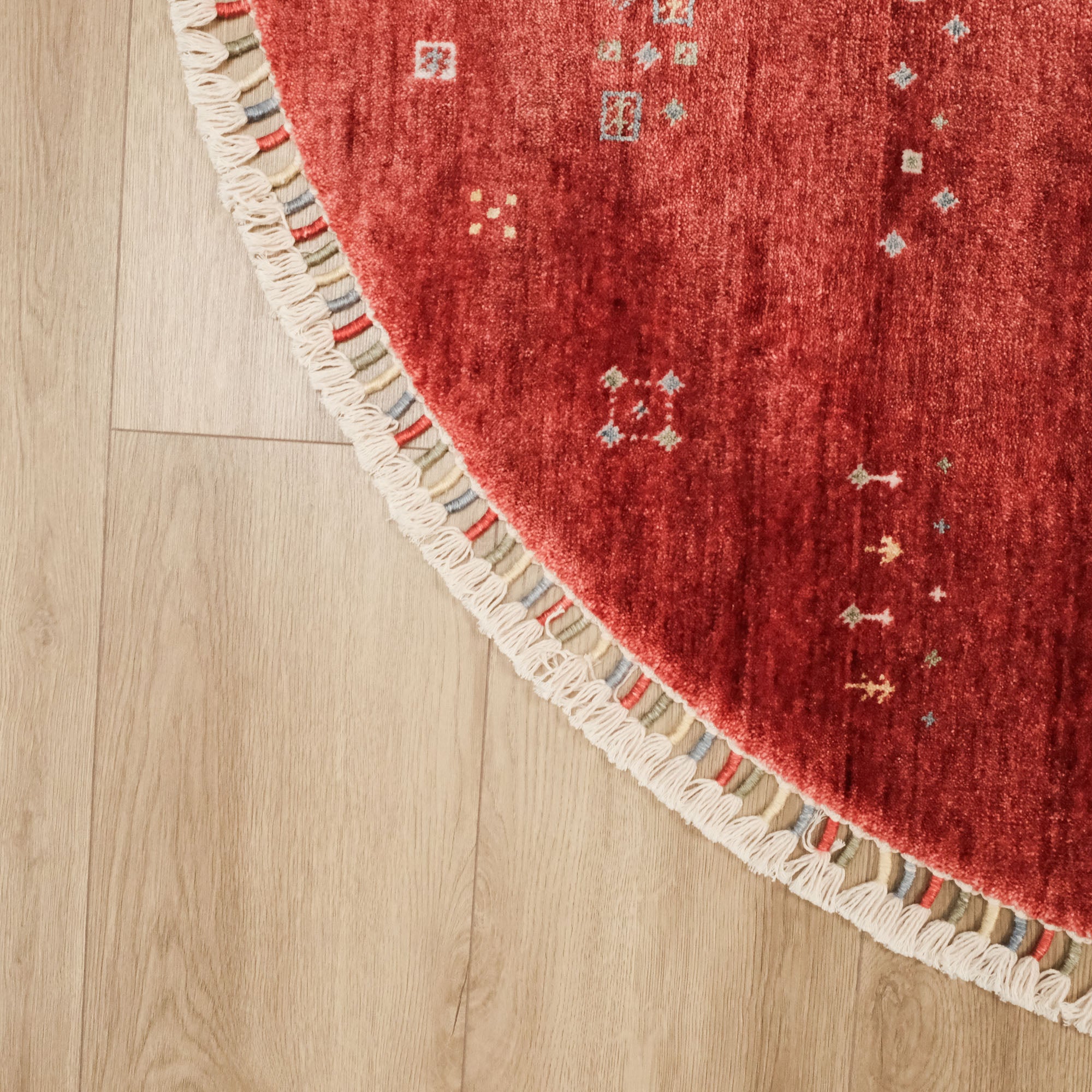 Eco Carpet Zara Anatolian Patterned Red Round Bamboo Carpet