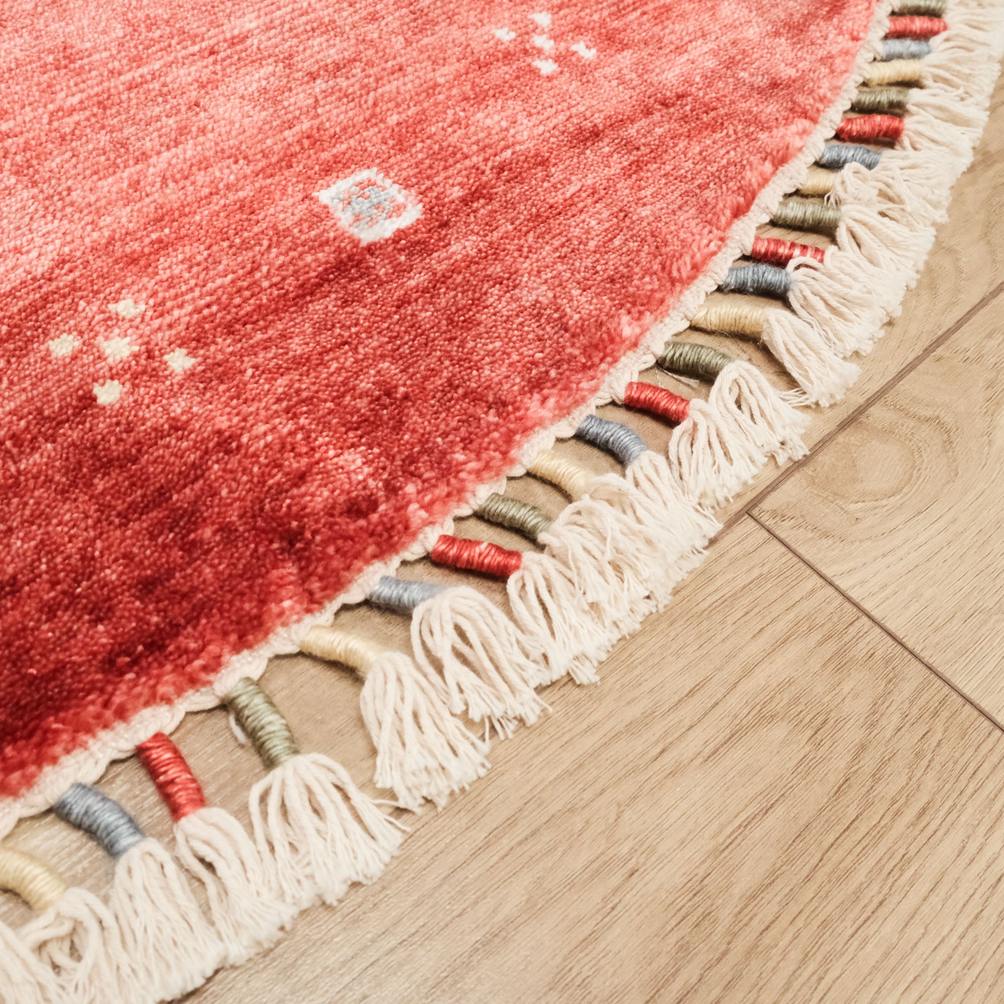 Eco Carpet Zara Anatolian Patterned Red Round Bamboo Carpet