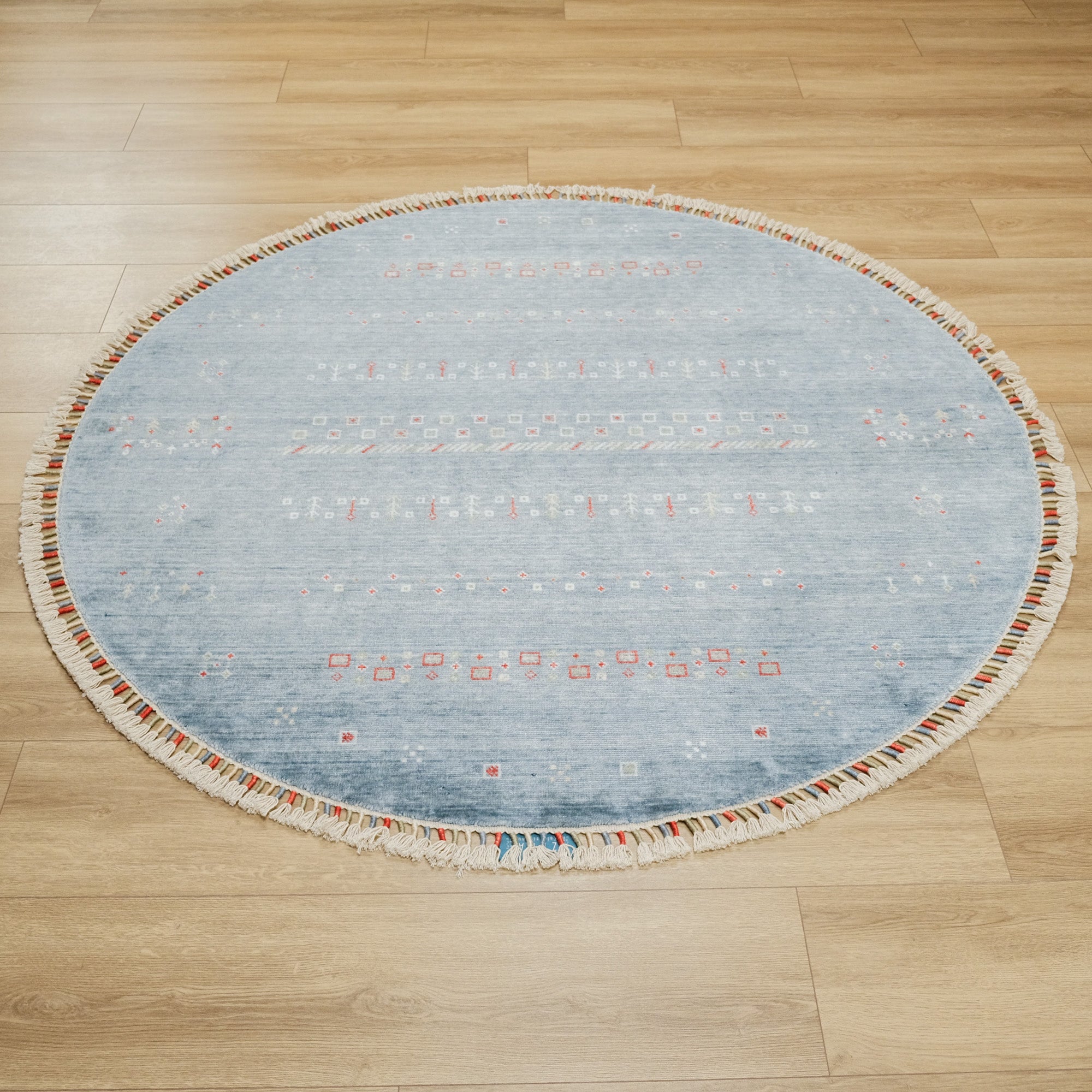 Zara Serisi Otantik Desenli Yuvarlak Tezgah Dokuma Halı