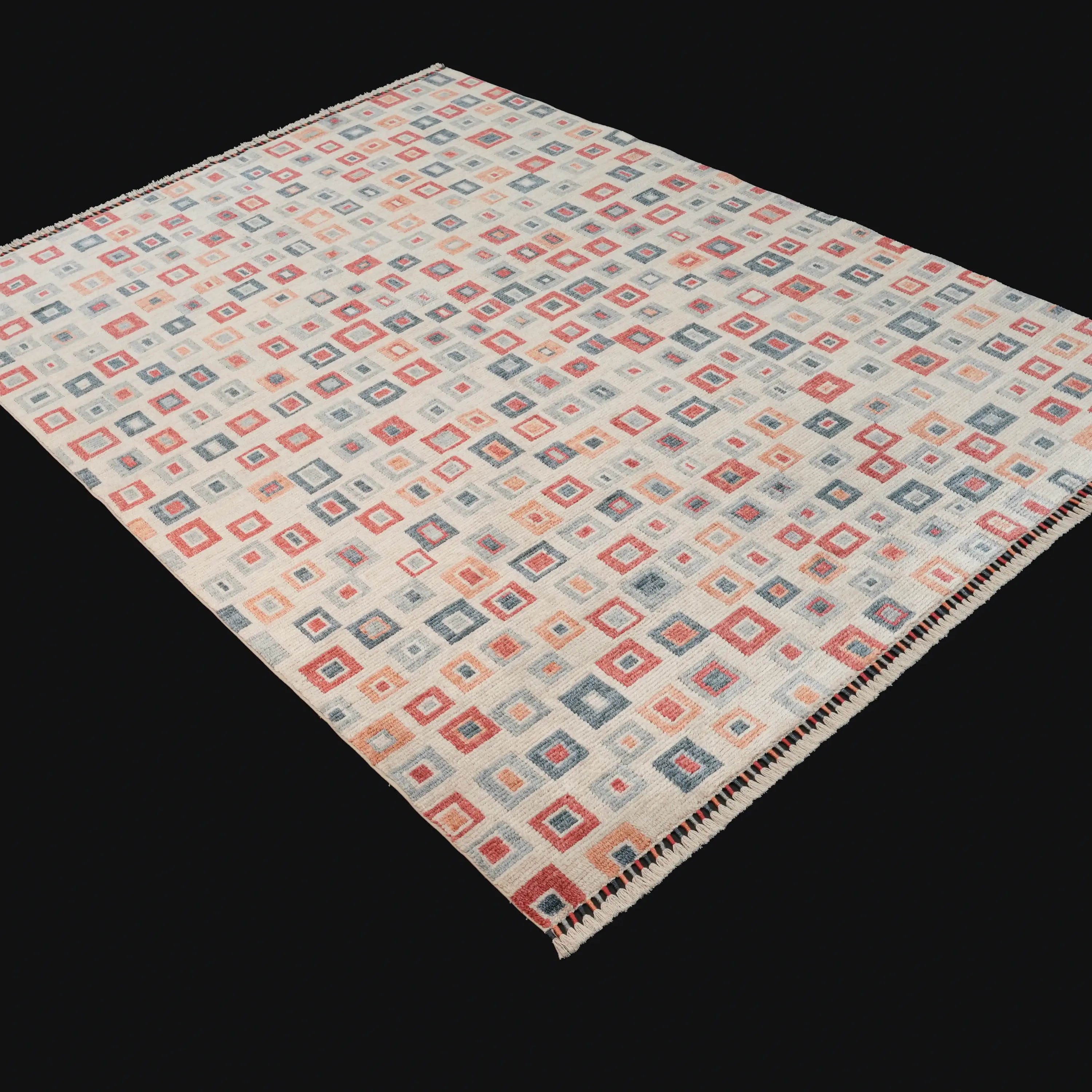 Zara Serisi Geometrik Desenli Rengarenk Tencel Tezgah Dokuma Halı