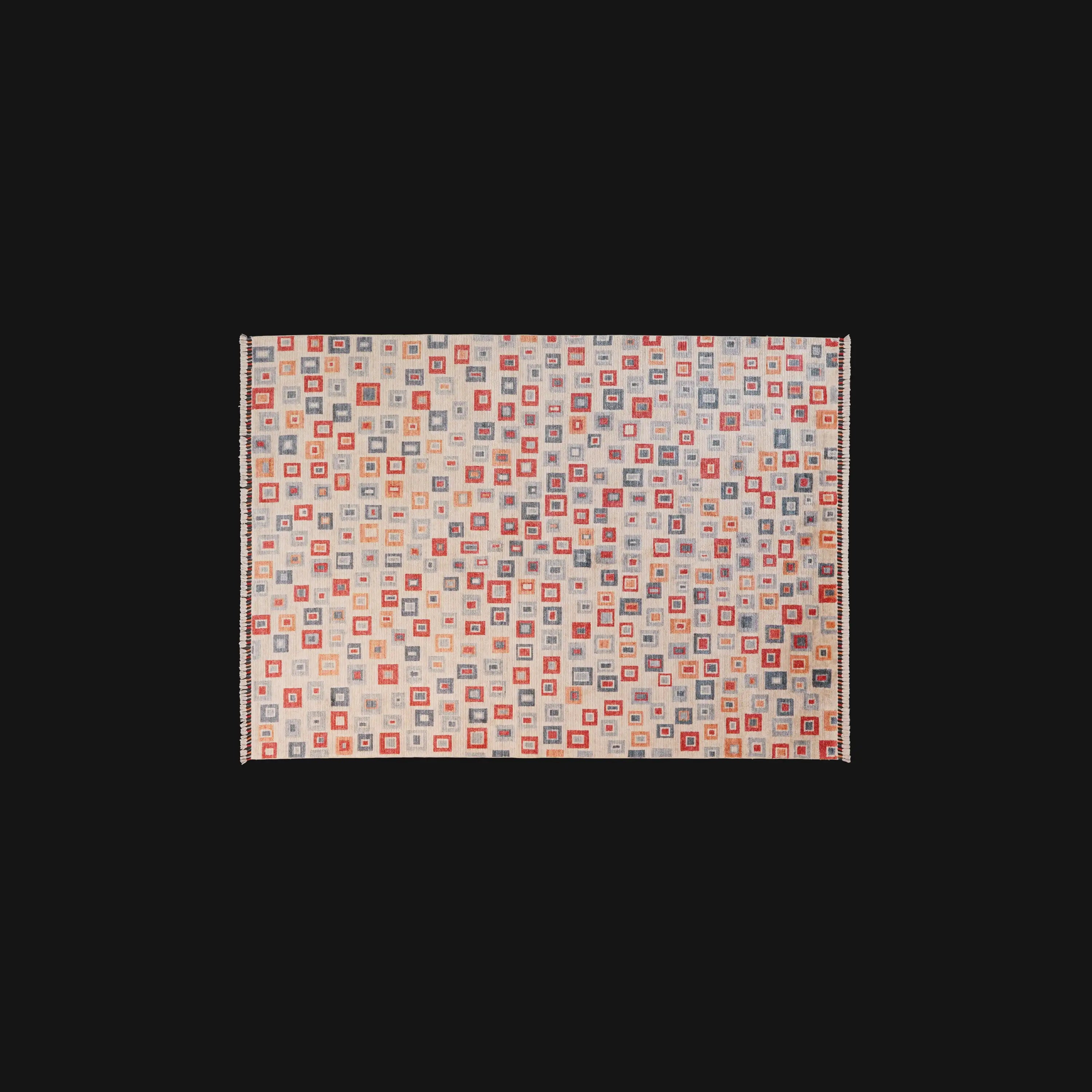 Zara Series Geometric Patterned Colorful Tencel Loom Woven Rug