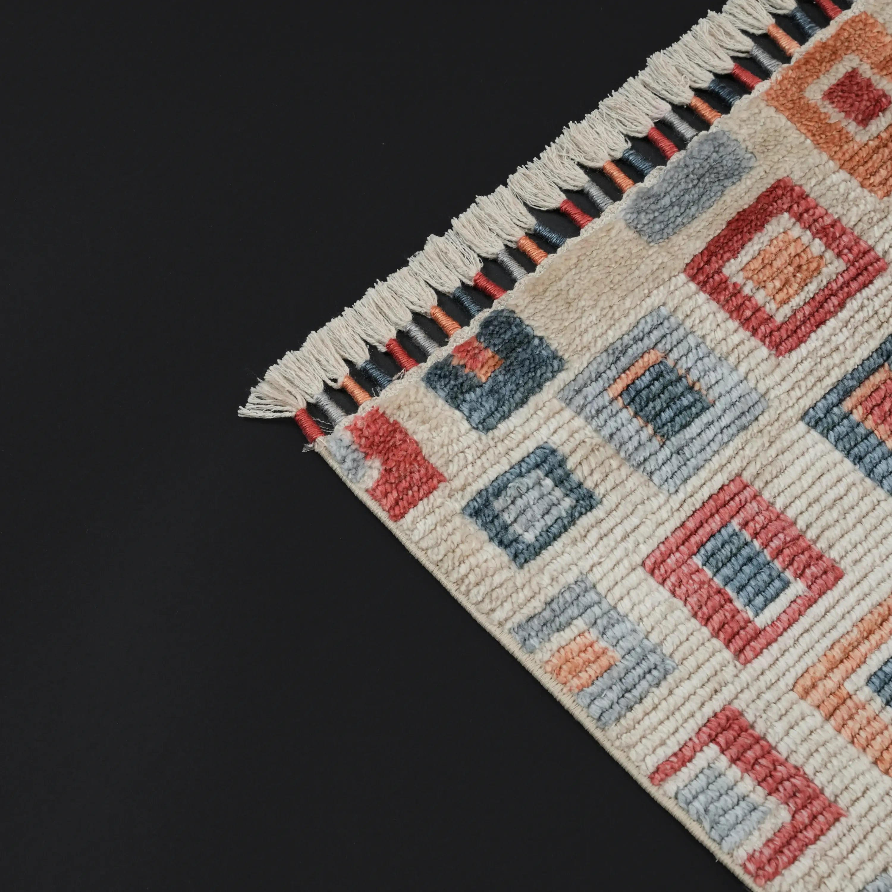 Zara Series Geometric Patterned Colorful Tencel Loom Woven Rug