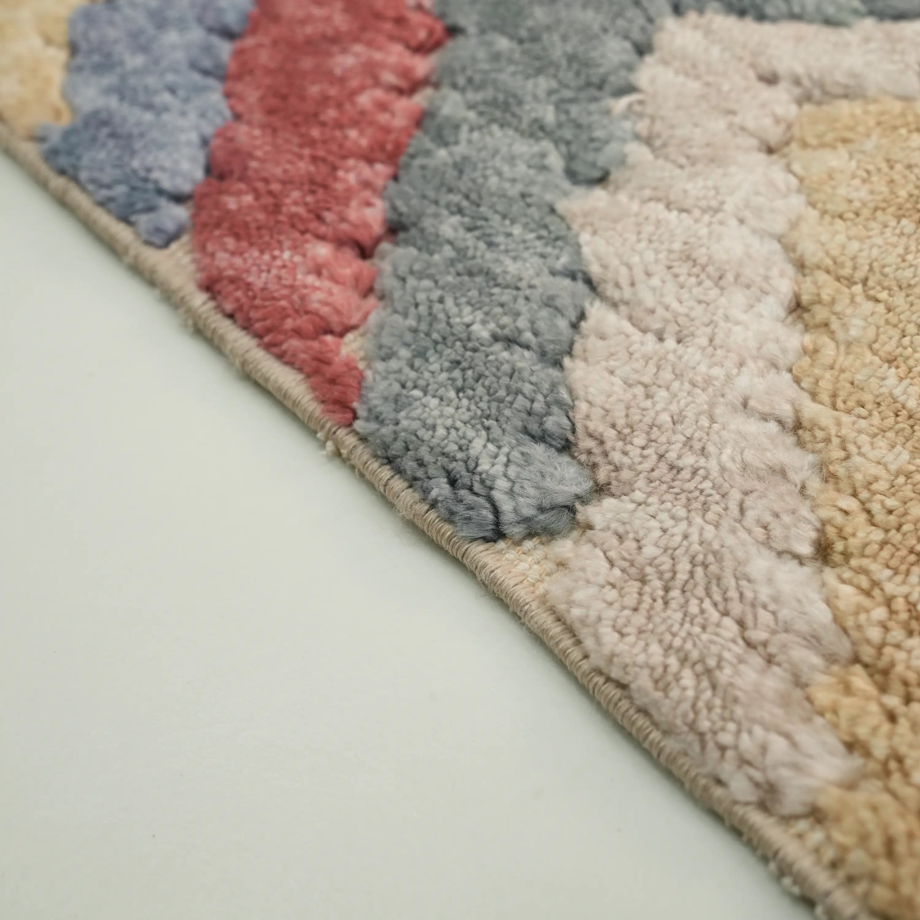 Zara Series Geometric Patterned Colorful Tencel Loom Woven Rug