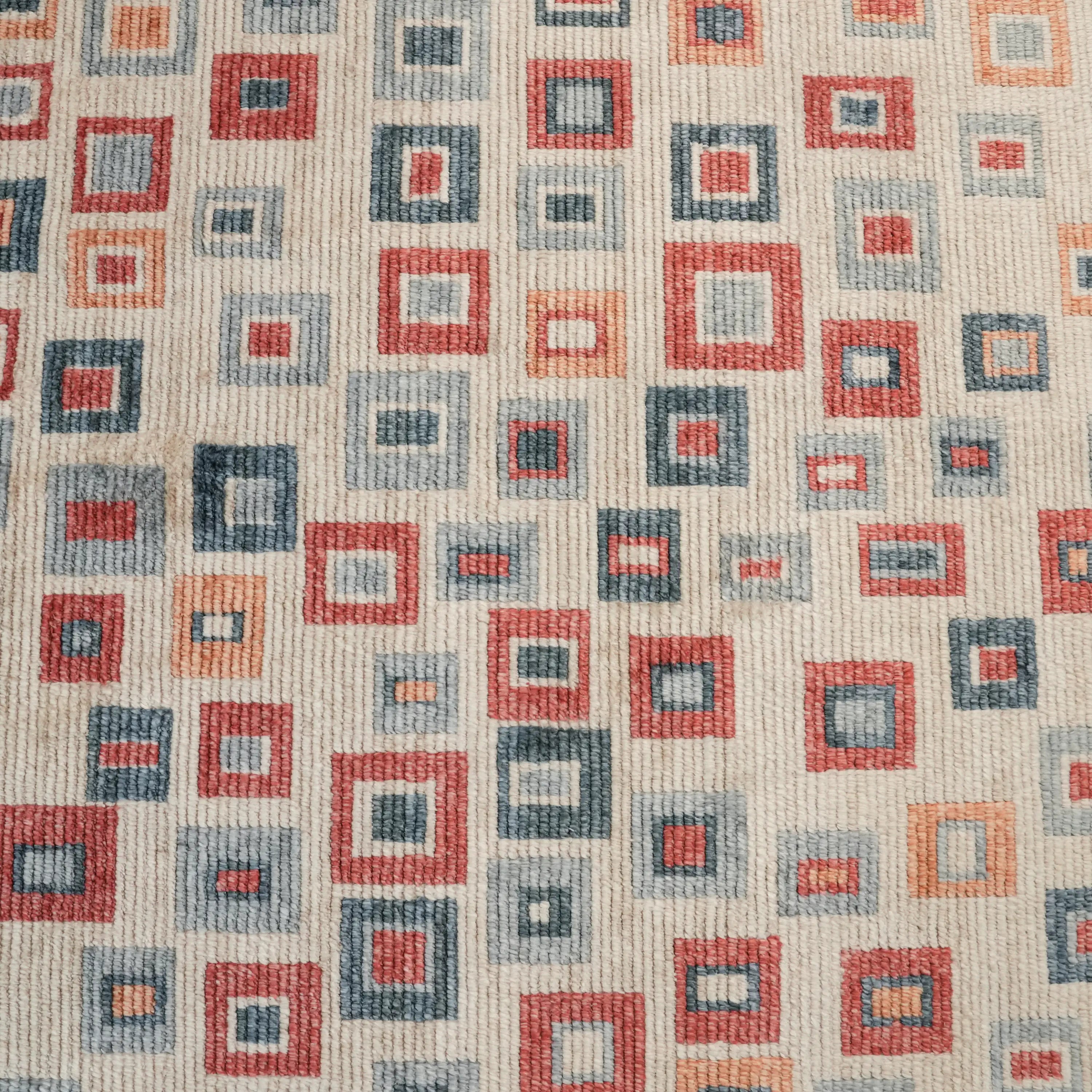 Zara Series Geometric Patterned Colorful Tencel Loom Woven Rug