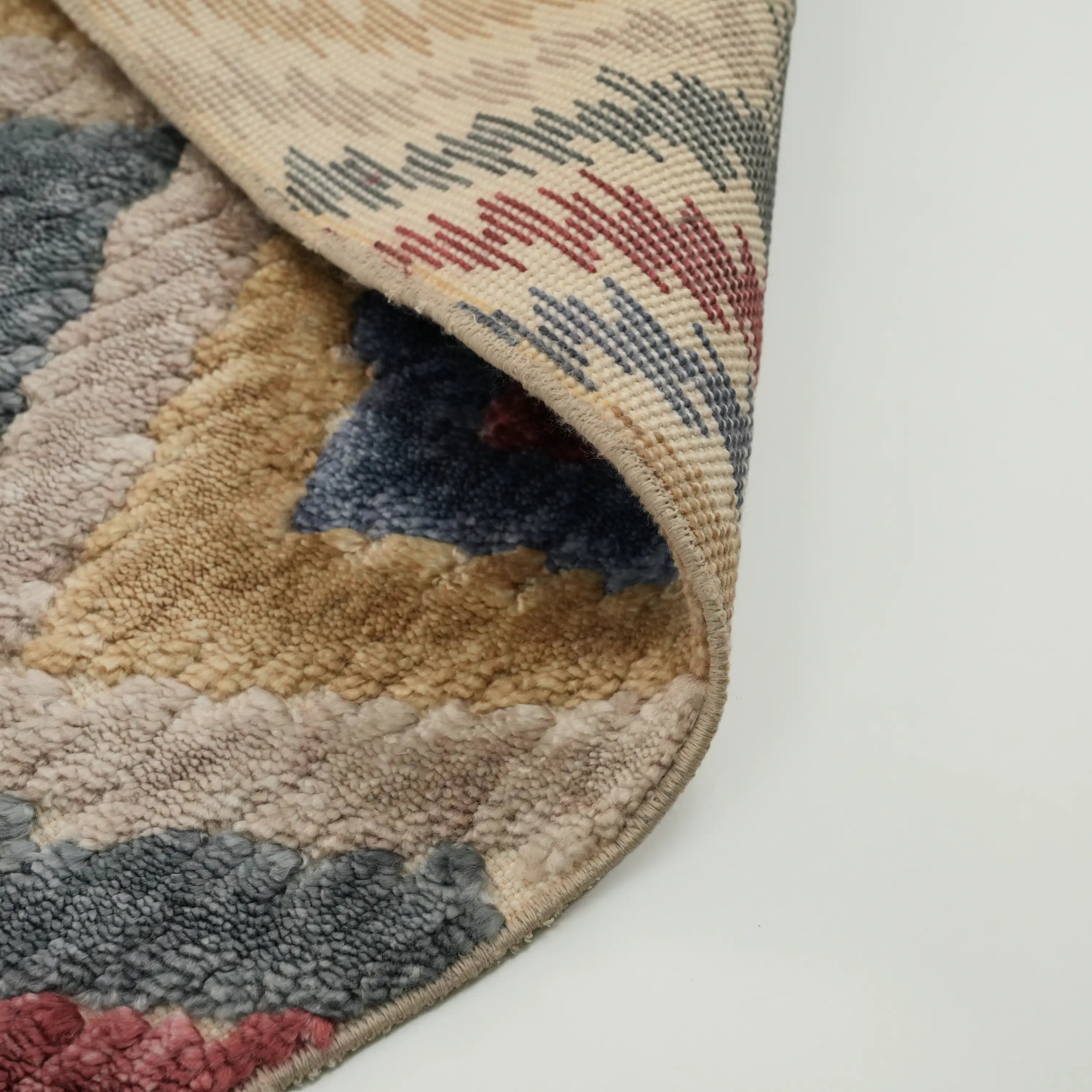 Zara Series Geometric Patterned Colorful Tencel Loom Woven Rug