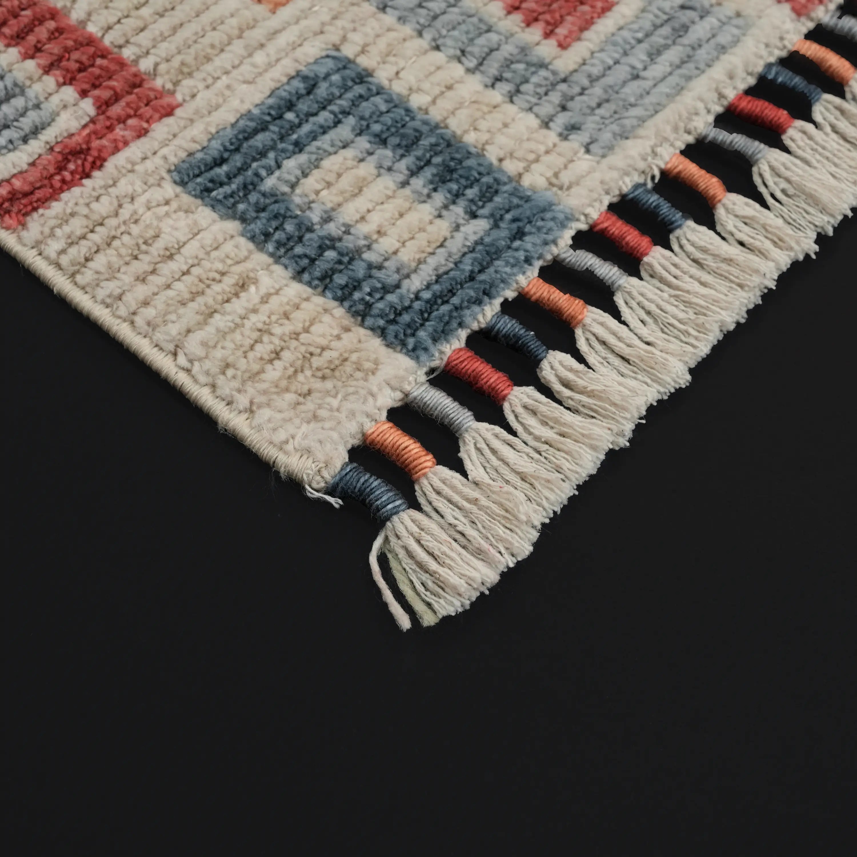 Zara Series Geometric Patterned Colorful Tencel Loom Woven Rug