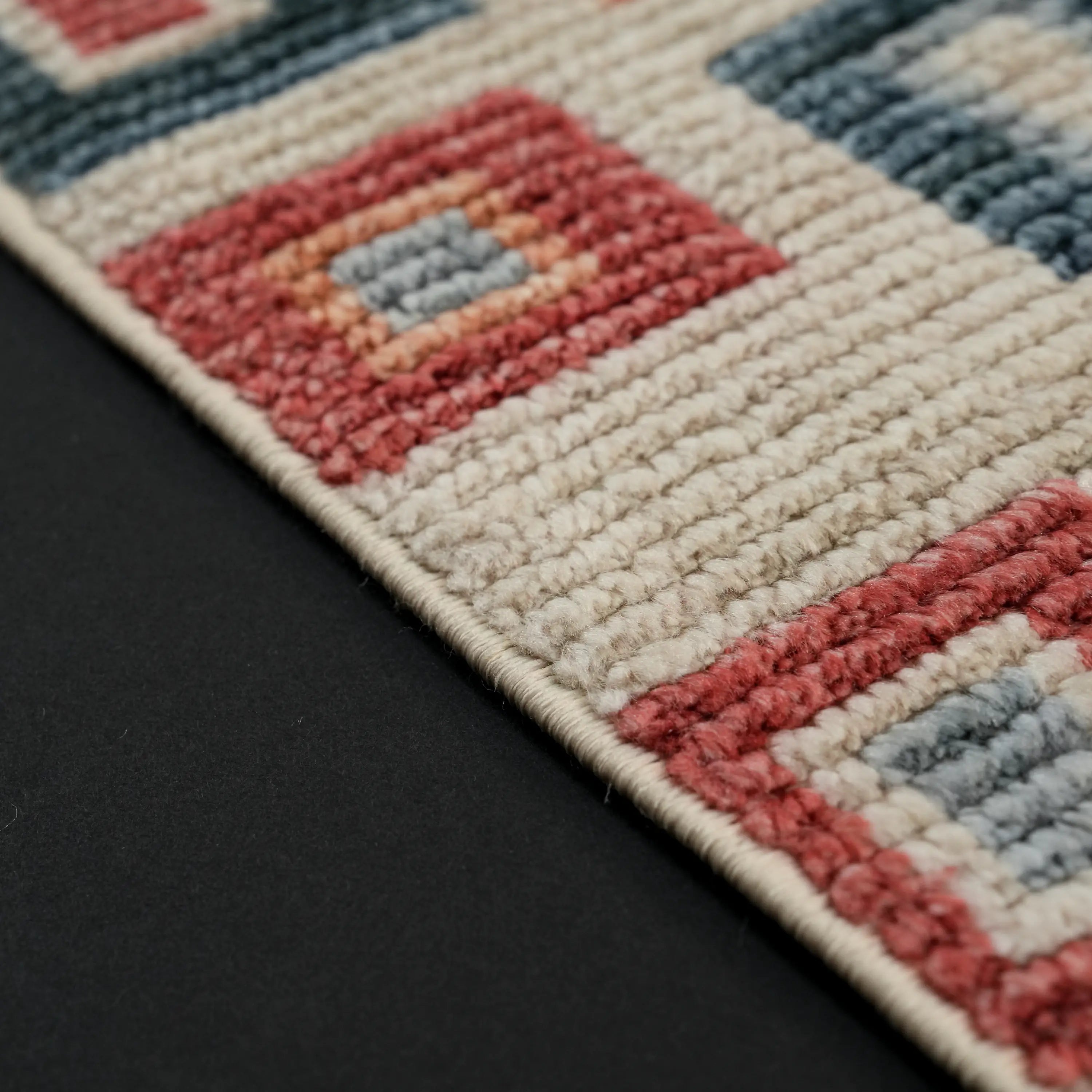 Zara Series Geometric Patterned Colorful Tencel Loom Woven Rug