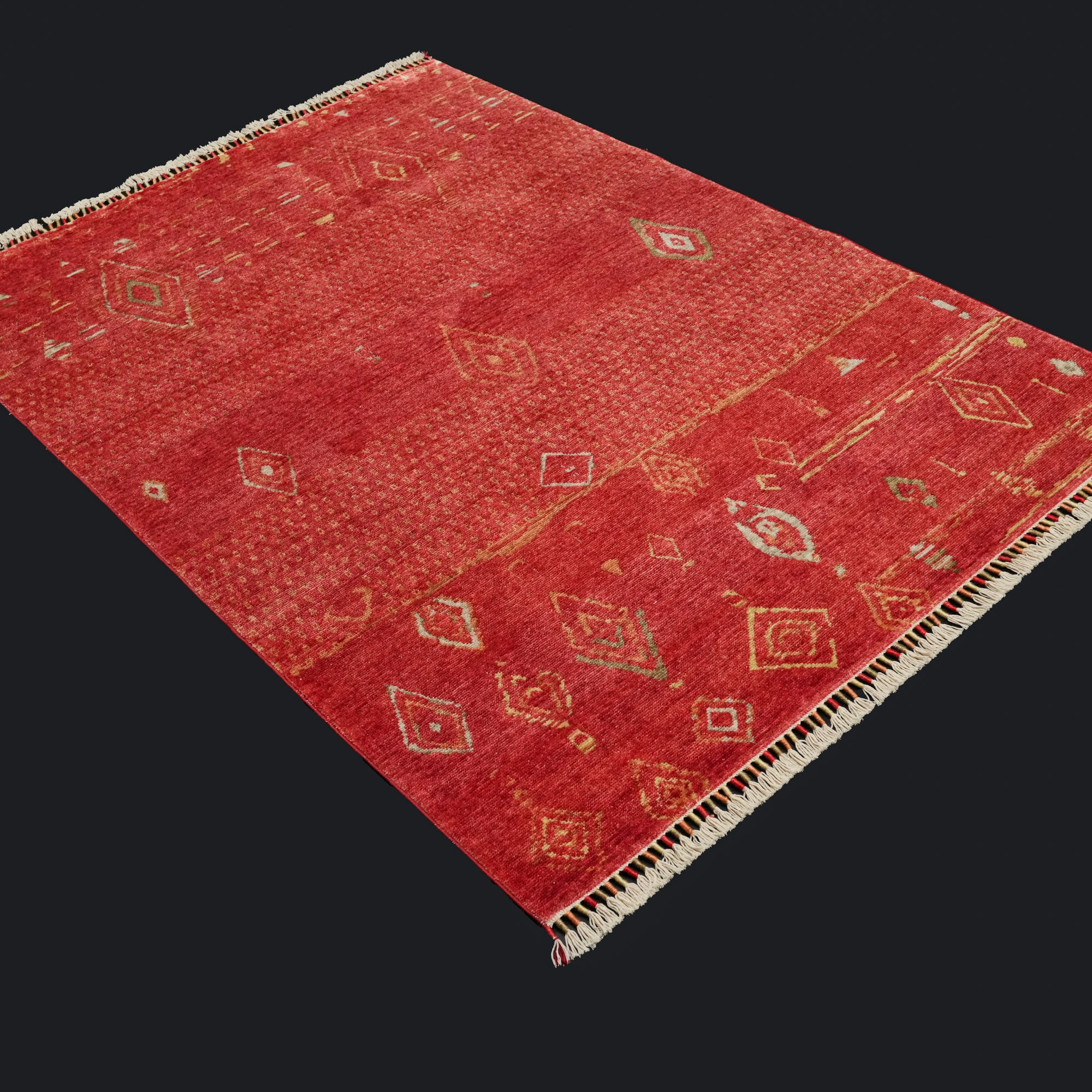 Zara Series Scandinavian Patterned Red Bamboo Special Countertop Carpet