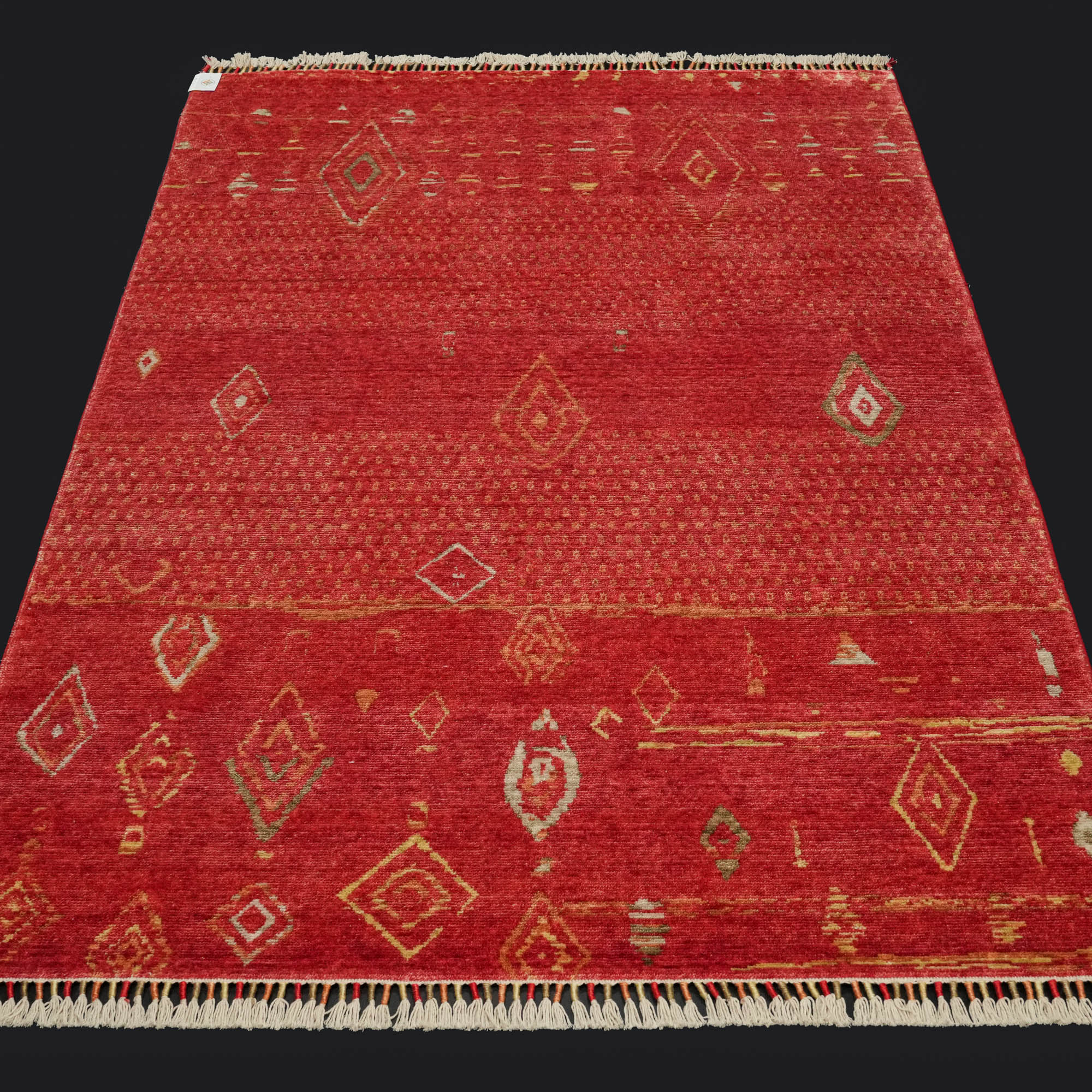 Zara Series Scandinavian Patterned Red Bamboo Special Countertop Carpet