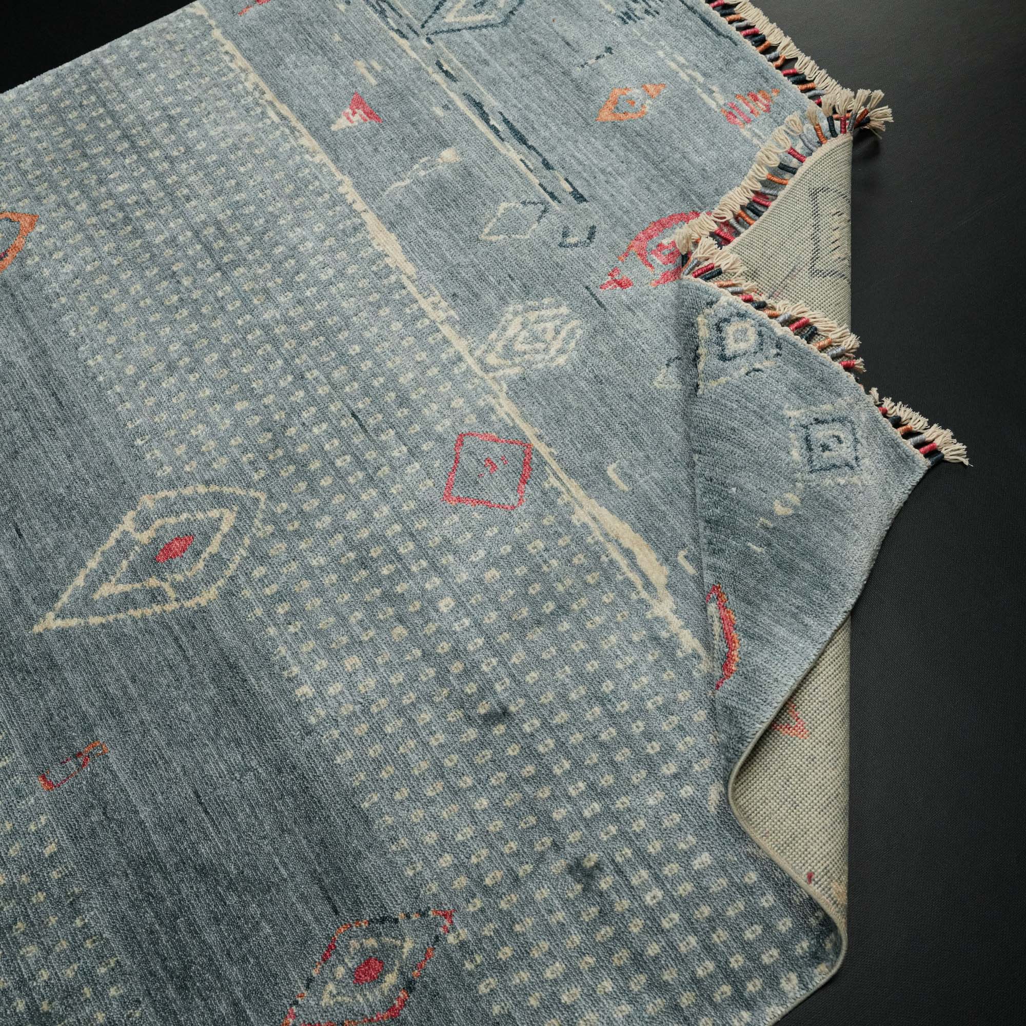 Zara Series Scandinavian Patterned Blue Special Countertop Carpet