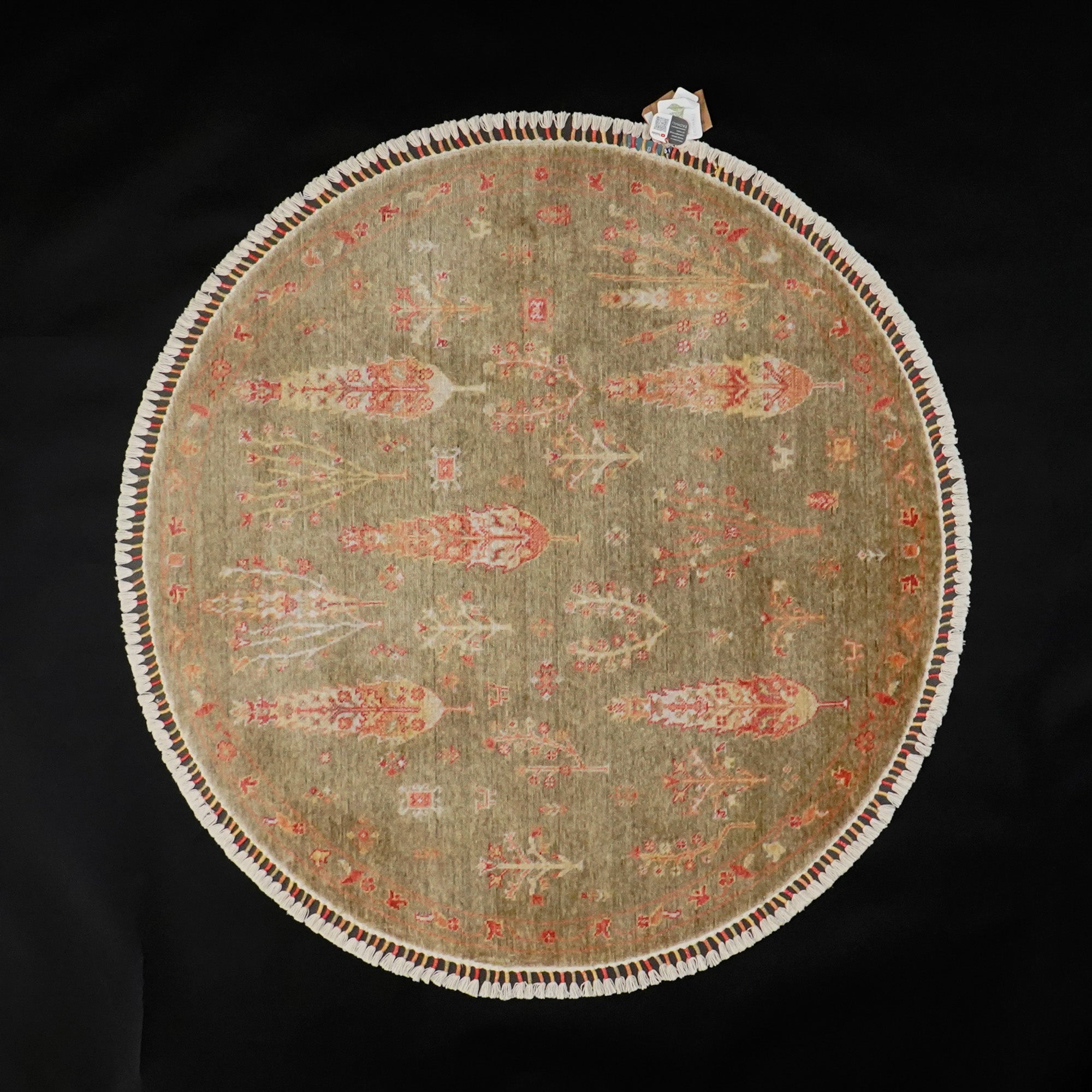 Zara Series Machine Woven Flower Patterned Green Round Carpet