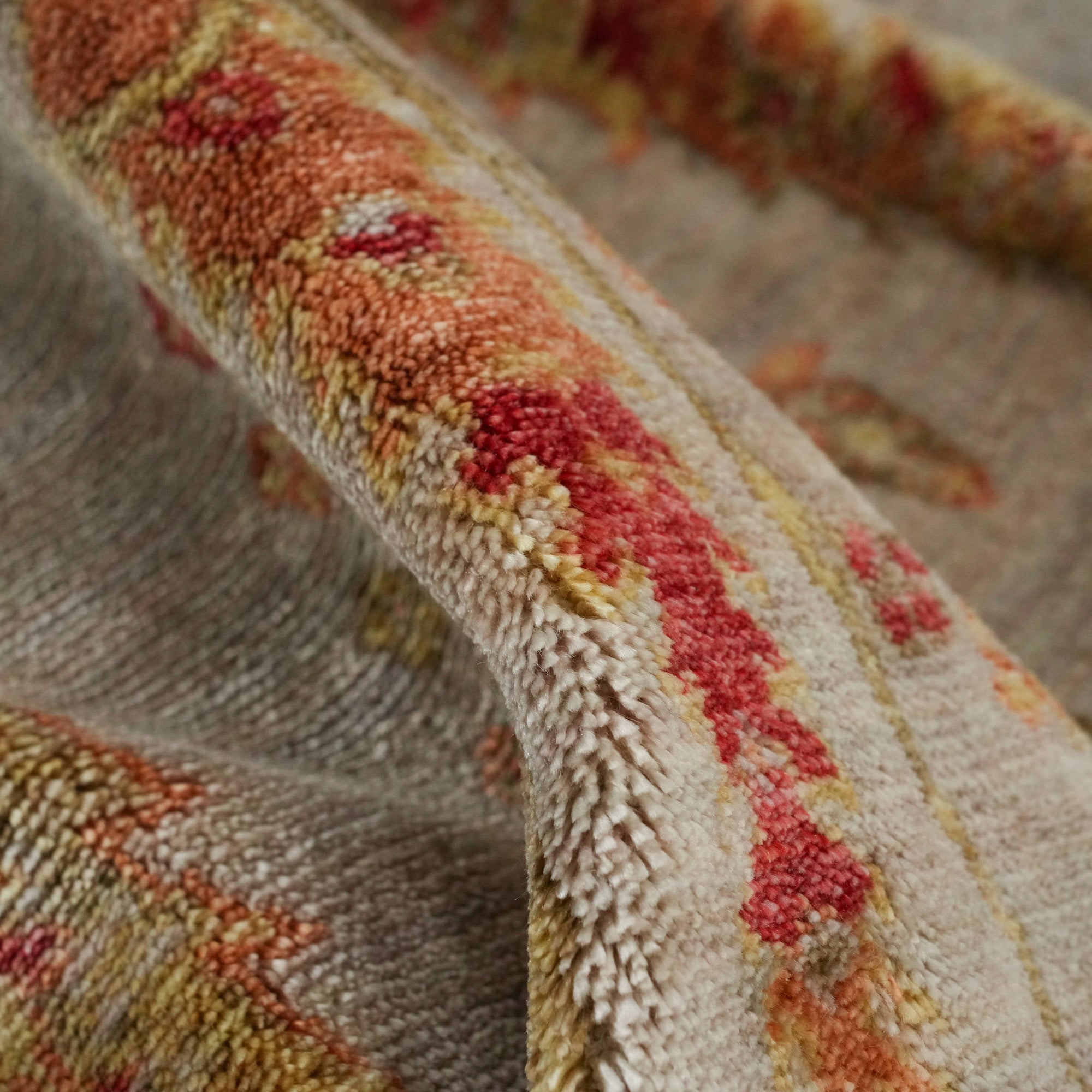 Zara Series Authentic Patterned Cream Bamboo Carpet