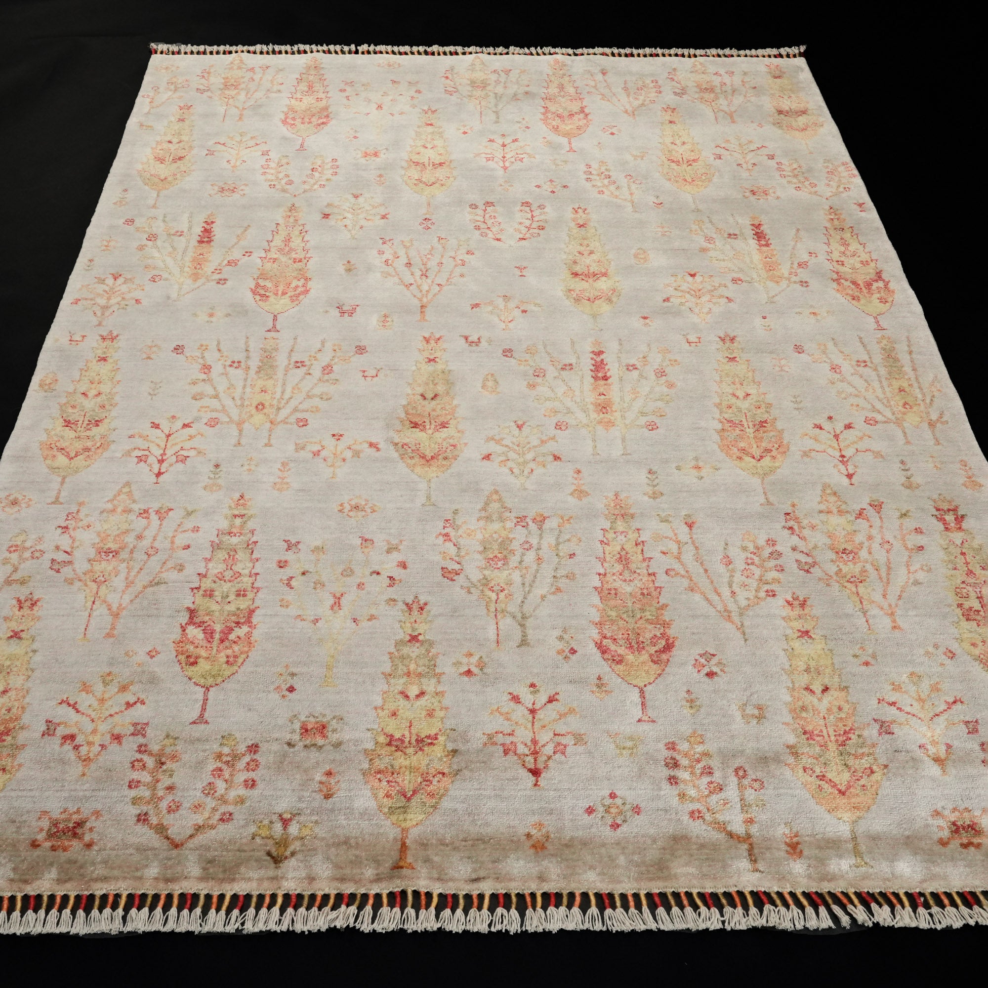 Zara Series Authentic Patterned Cream Bamboo Carpet