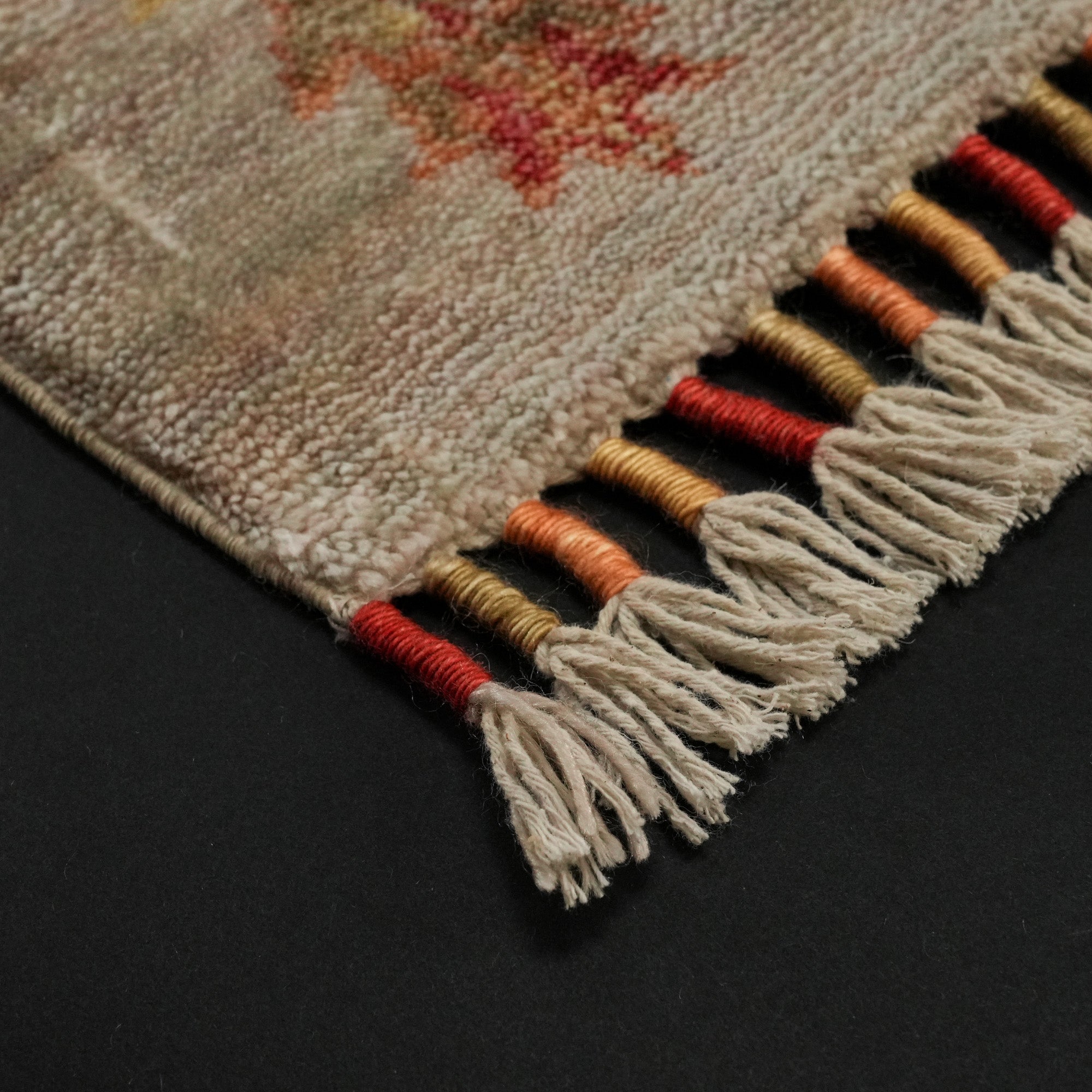 Zara Series Authentic Patterned Cream Bamboo Carpet