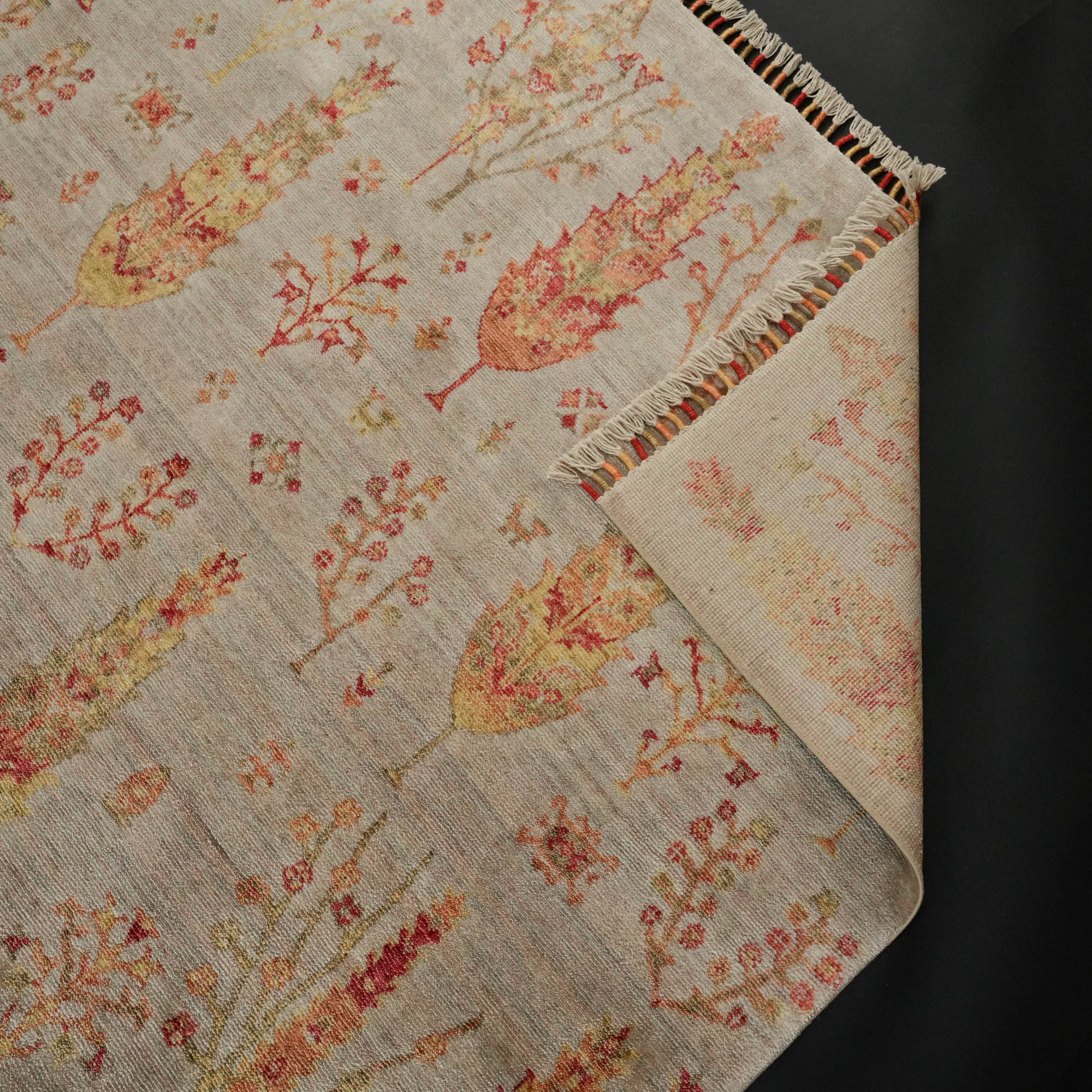 Zara Series Authentic Patterned Cream Bamboo Carpet