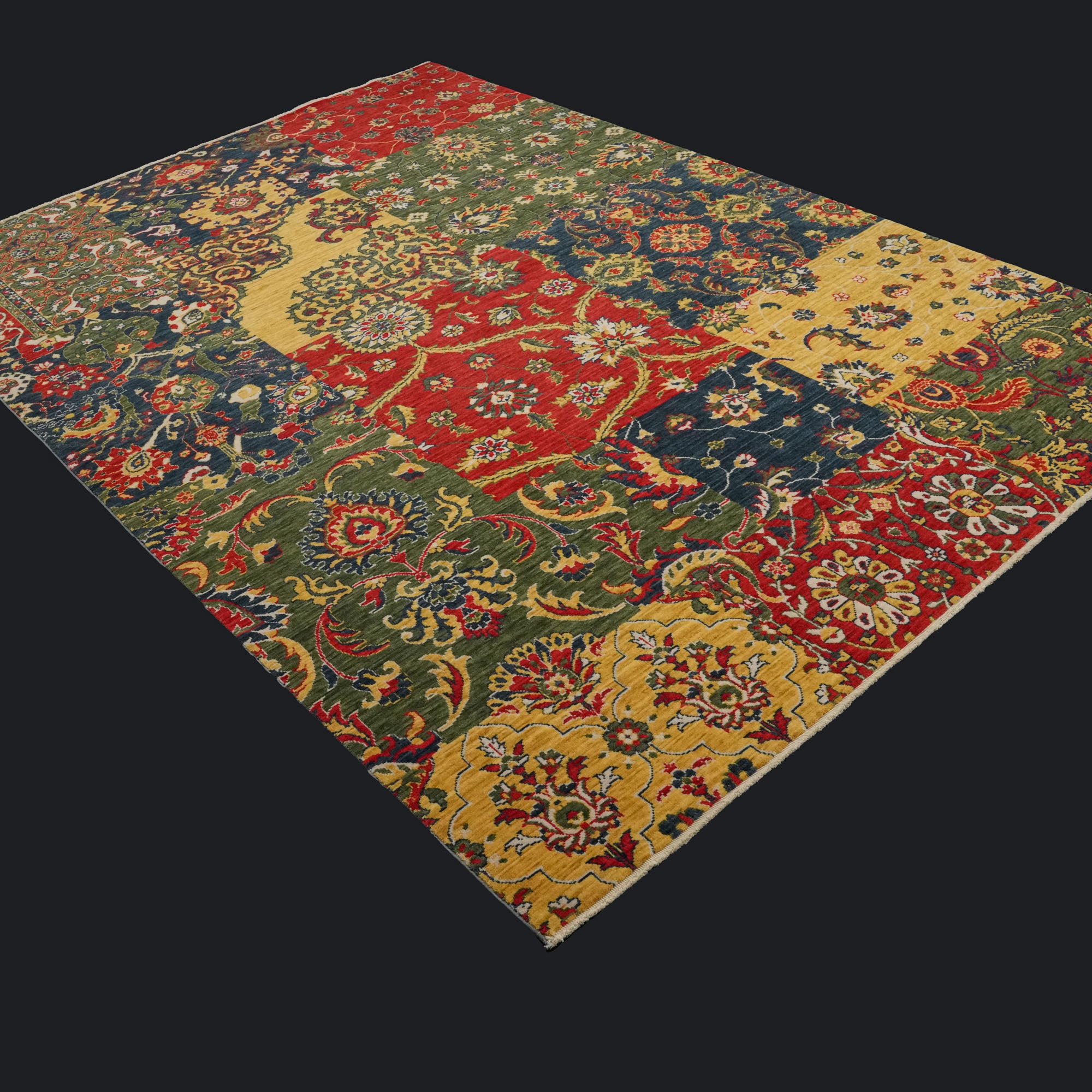 Zara Serisi Şal Desenli Rengarenk Yün Tezgah Dokuma Halı