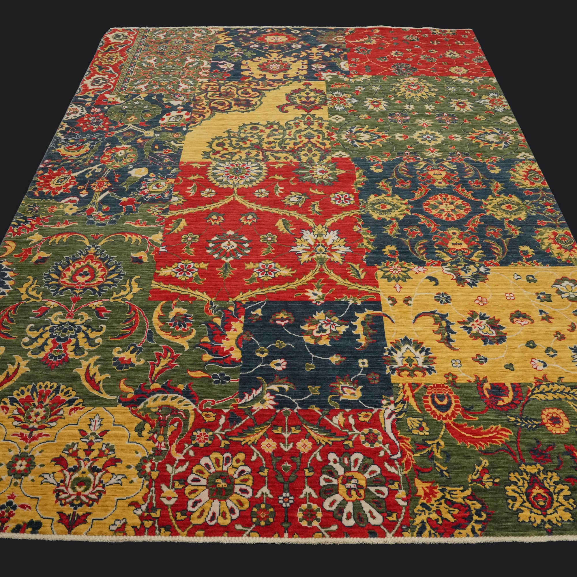 Zara Serisi Şal Desenli Rengarenk Yün Tezgah Dokuma Halı