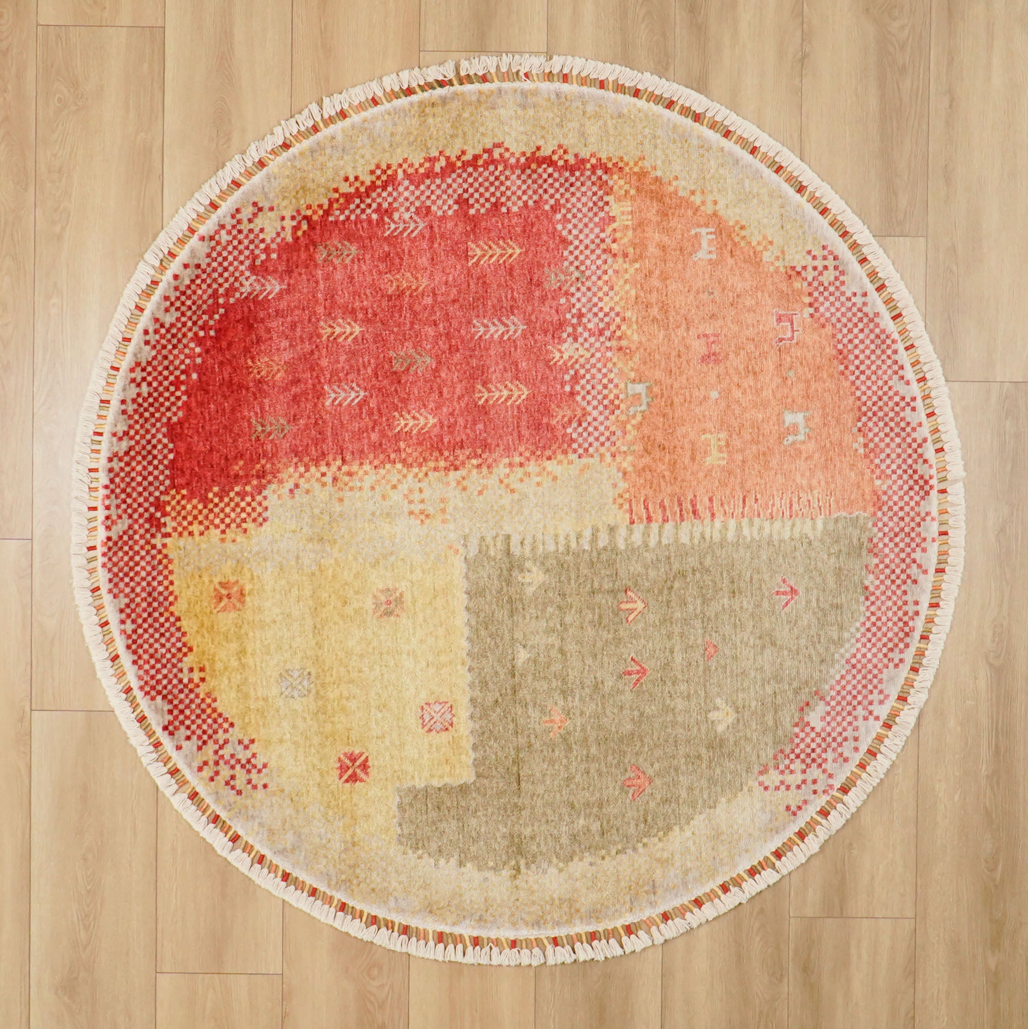 Eco Carpet Zara Abstract Patterned Multicolored Round Carpet