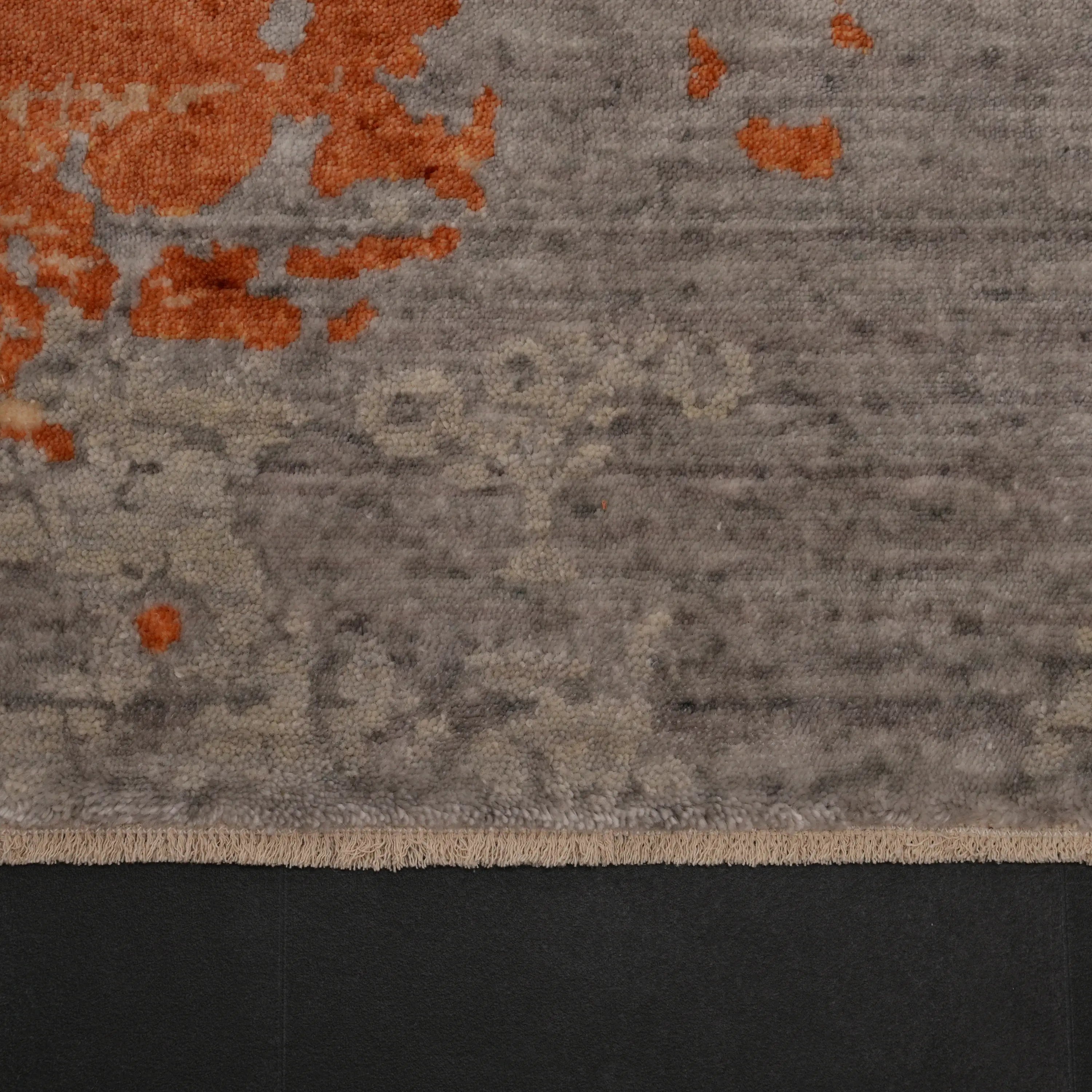 Zima Serisi Geometrik Desenli Gri Tezgah Dokuma Doğal Halı