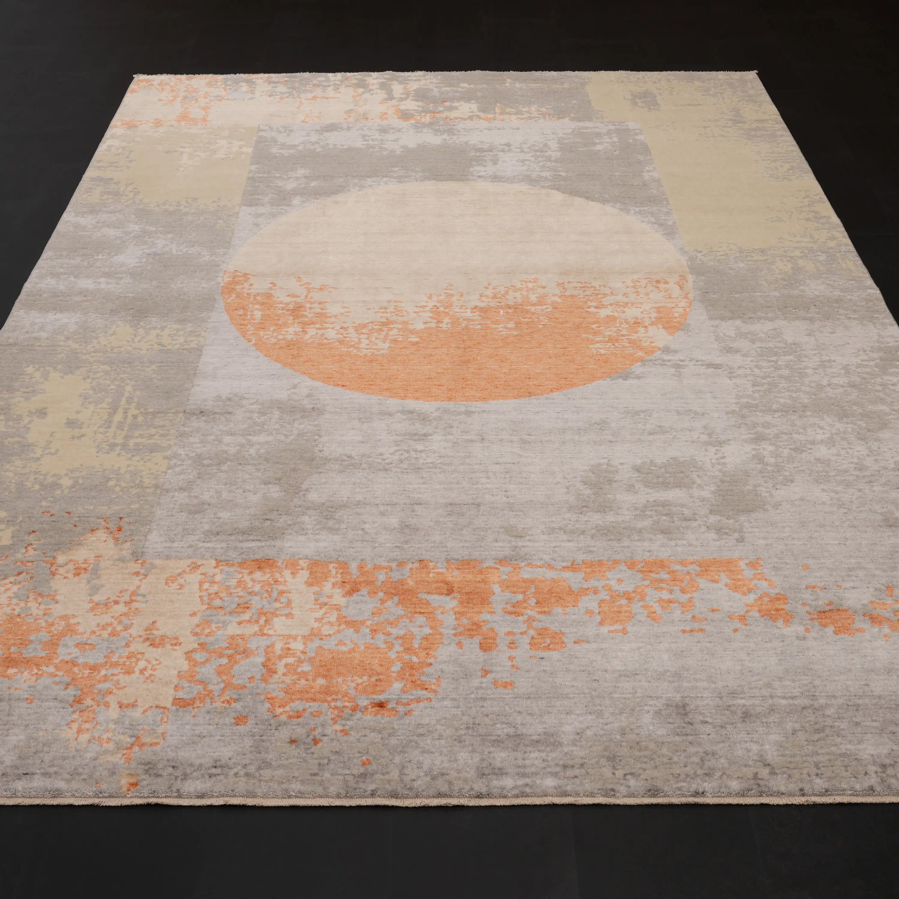 Zima Series Geometric Patterned Gray Loom-Woven Natural Rug