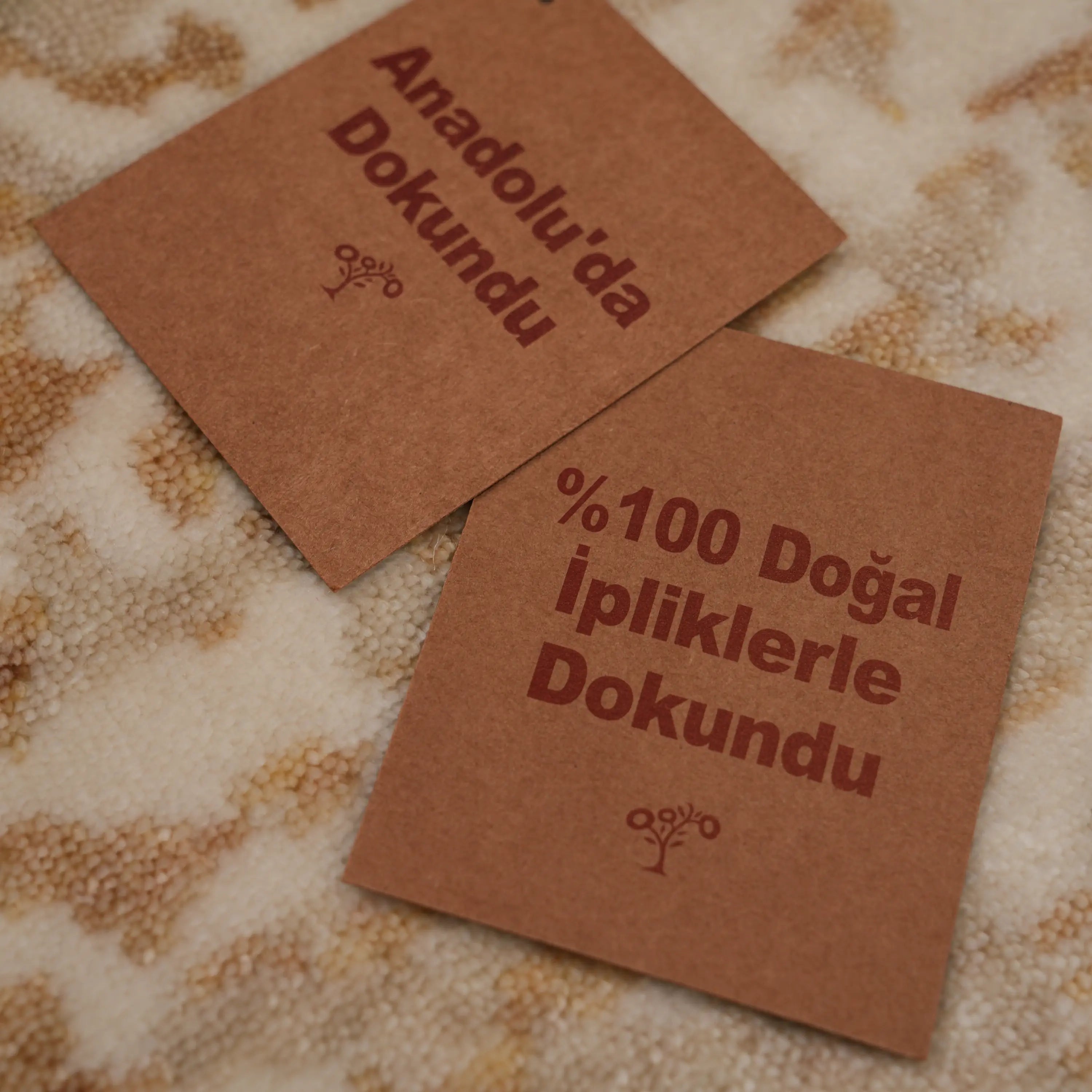 Zima Serisi Memlük Desenli Bej Tezgah Dokuma Doğal Halı