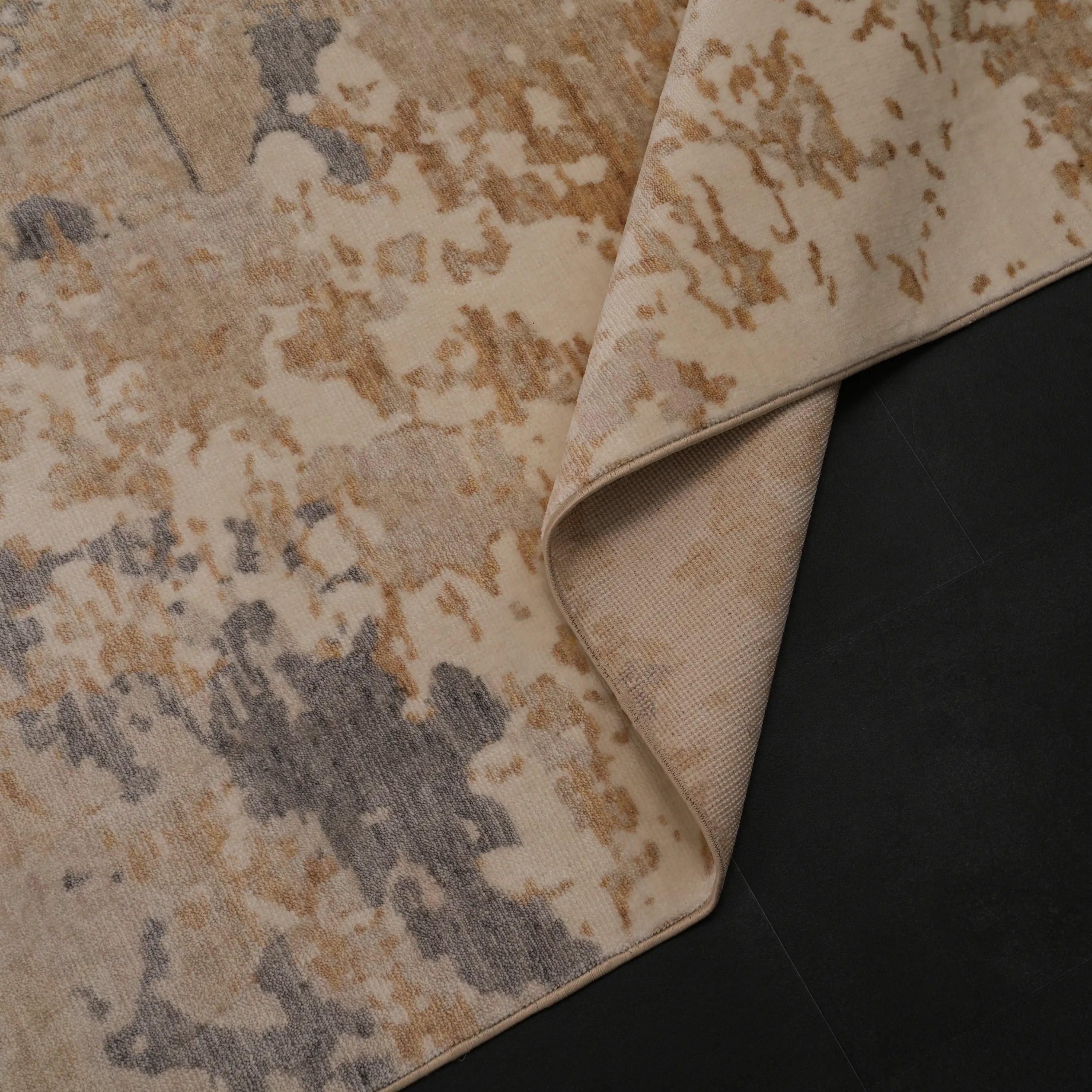 Zima Serisi Memlük Desenli Bej Tezgah Dokuma Doğal Halı