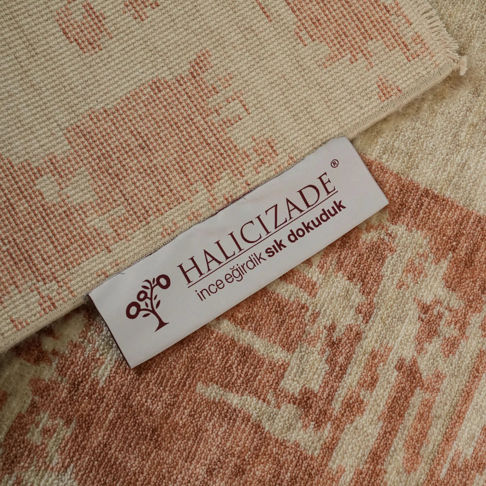 Zima Series Abstract Patterned Beige Tencel Loom Woven Rug