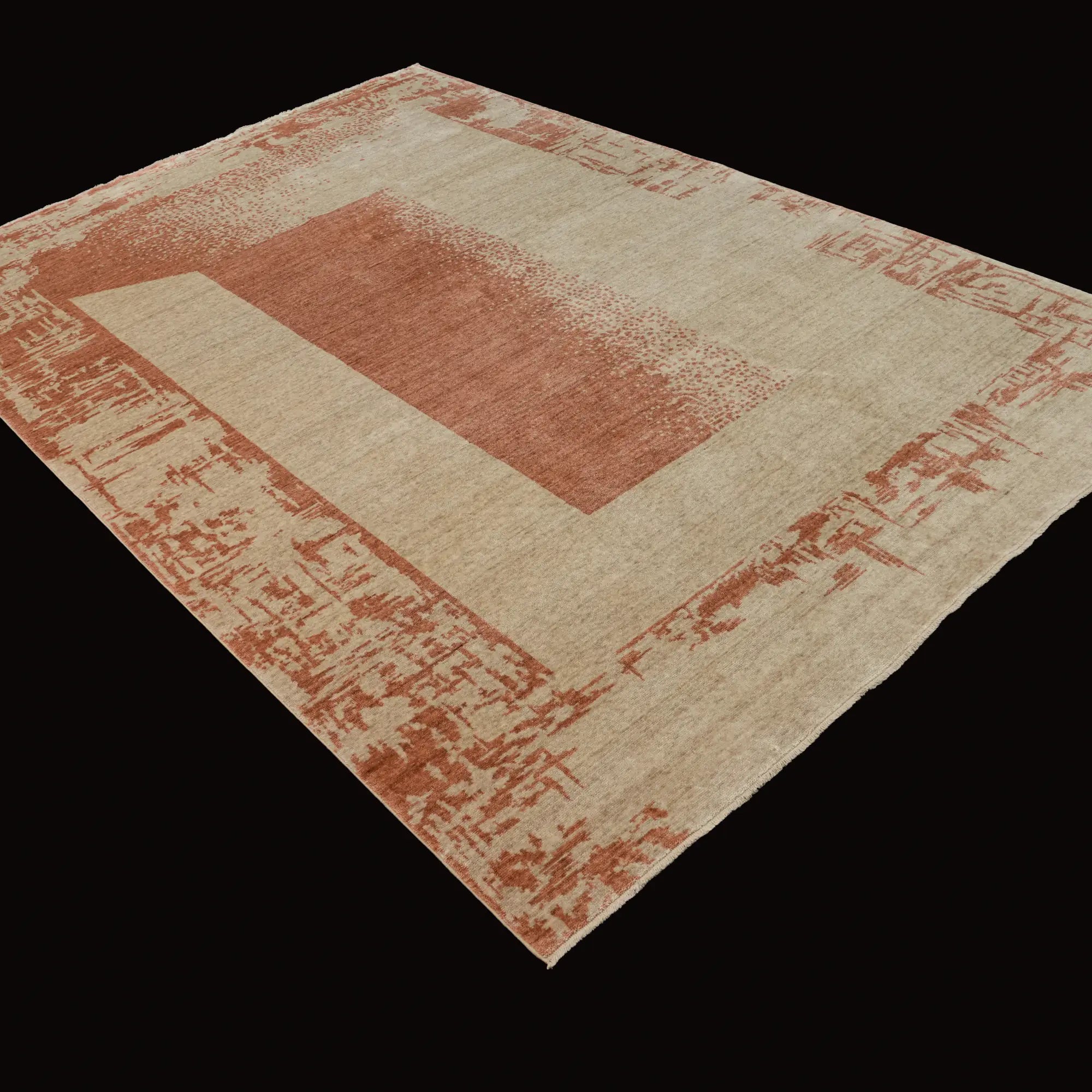 Zima Series Abstract Patterned Beige Tencel Loom Woven Rug