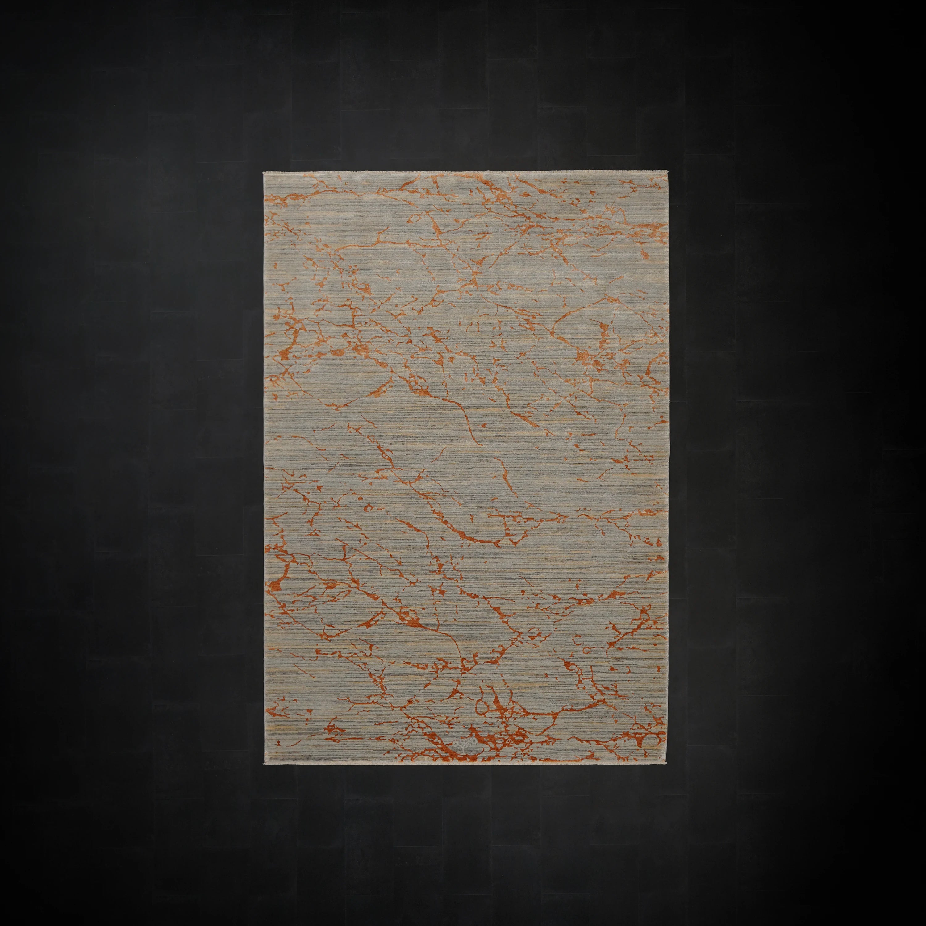 Zima Series Abstract Patterned Natural Tencel Gray Loom-Woven Rug