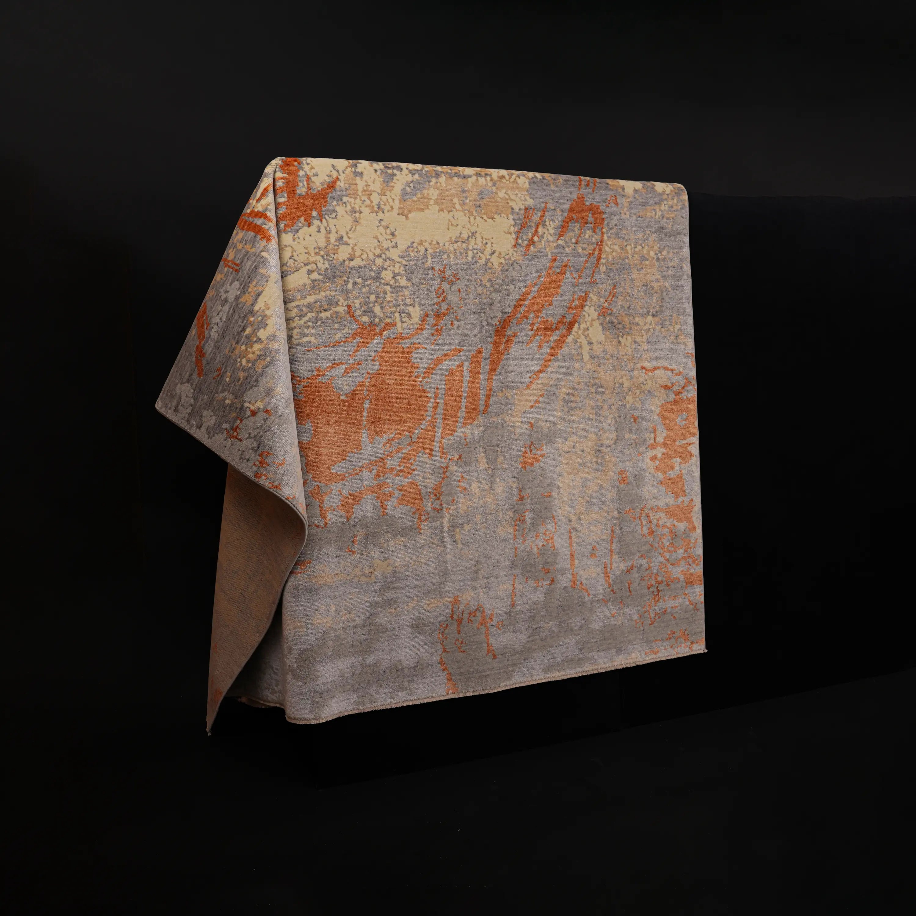 Zima Series Abstract Patterned Gray Natural Loom-Woven Rug