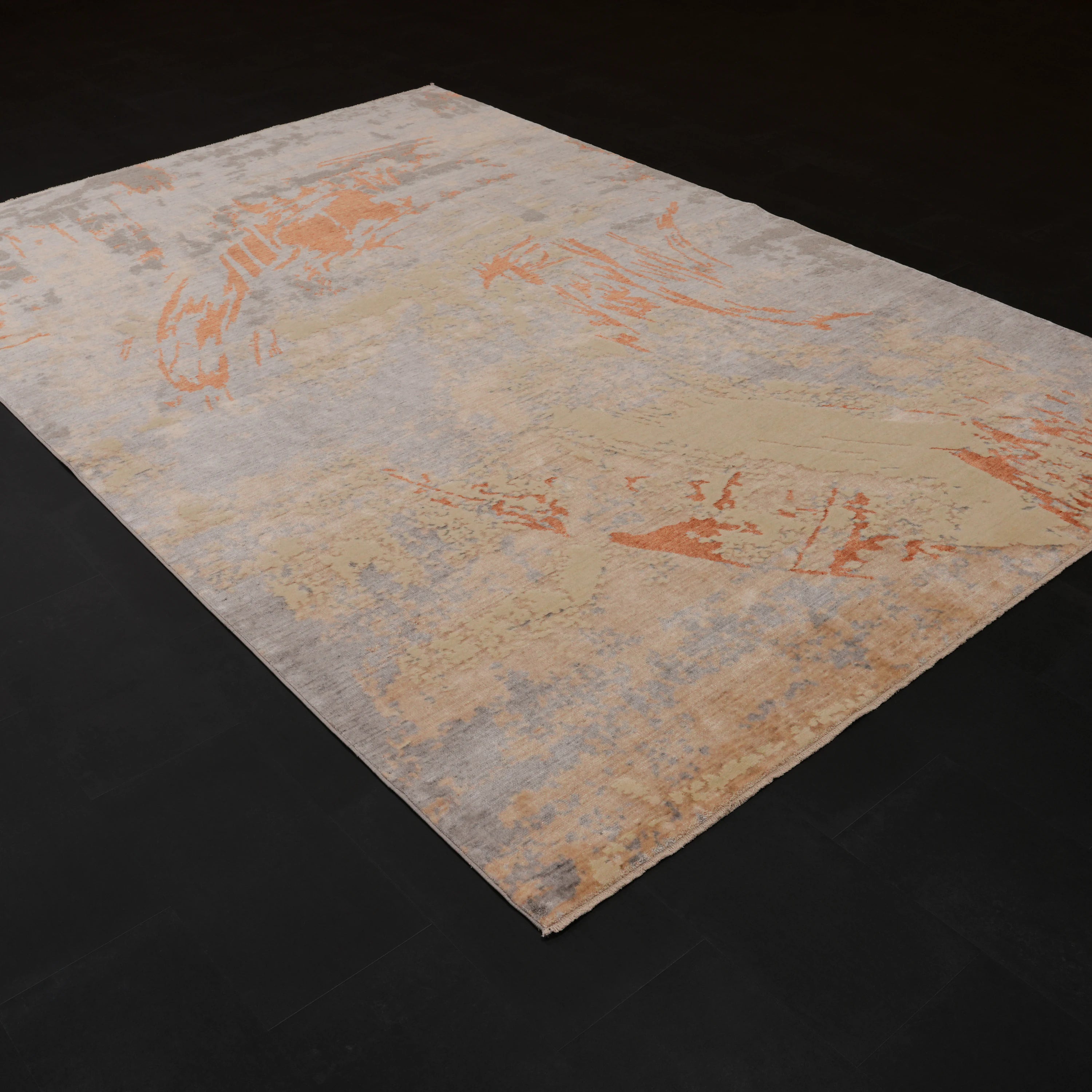 Zima Series Abstract Patterned Gray Natural Loom-Woven Rug