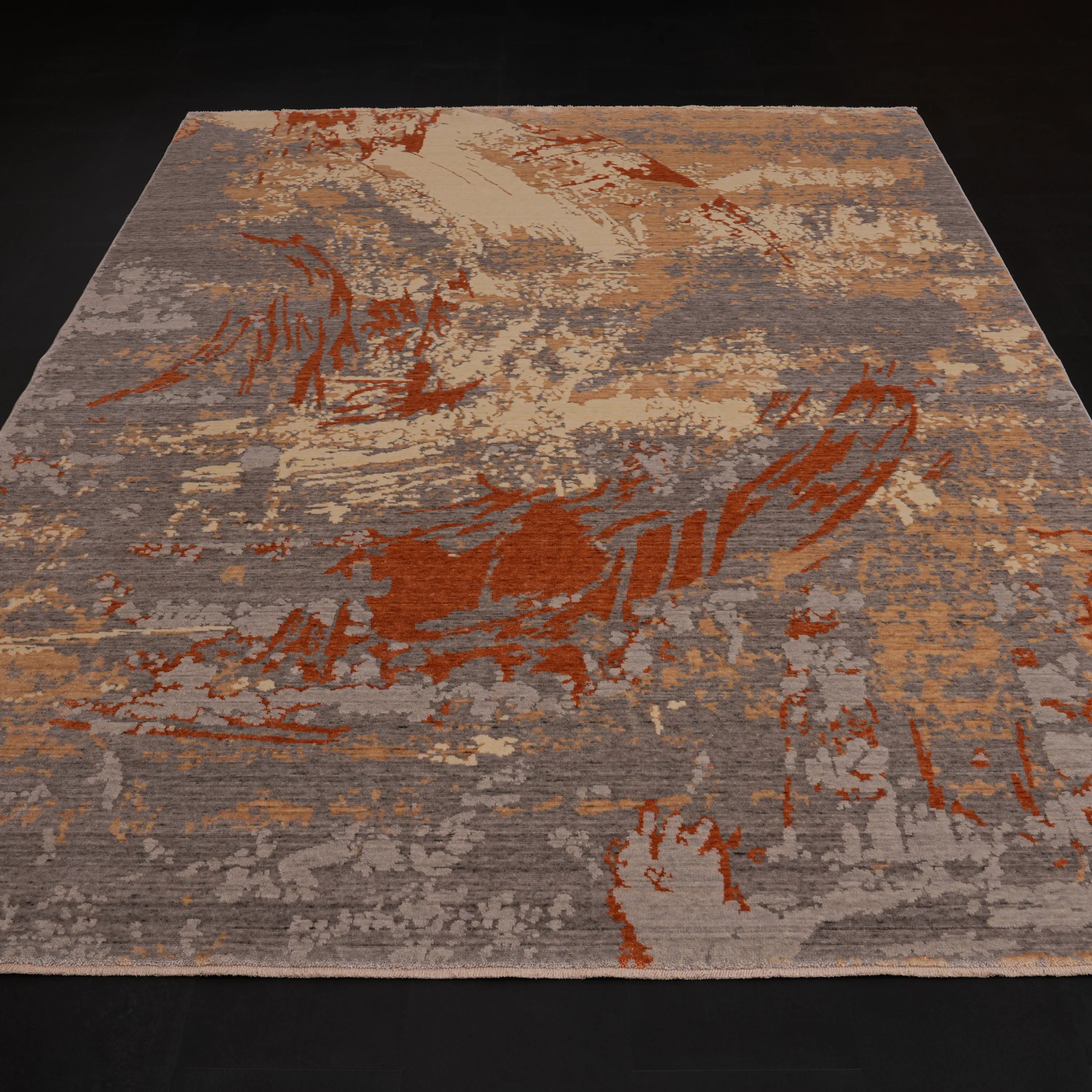 Zima Series Abstract Patterned Gray Natural Loom-Woven Rug