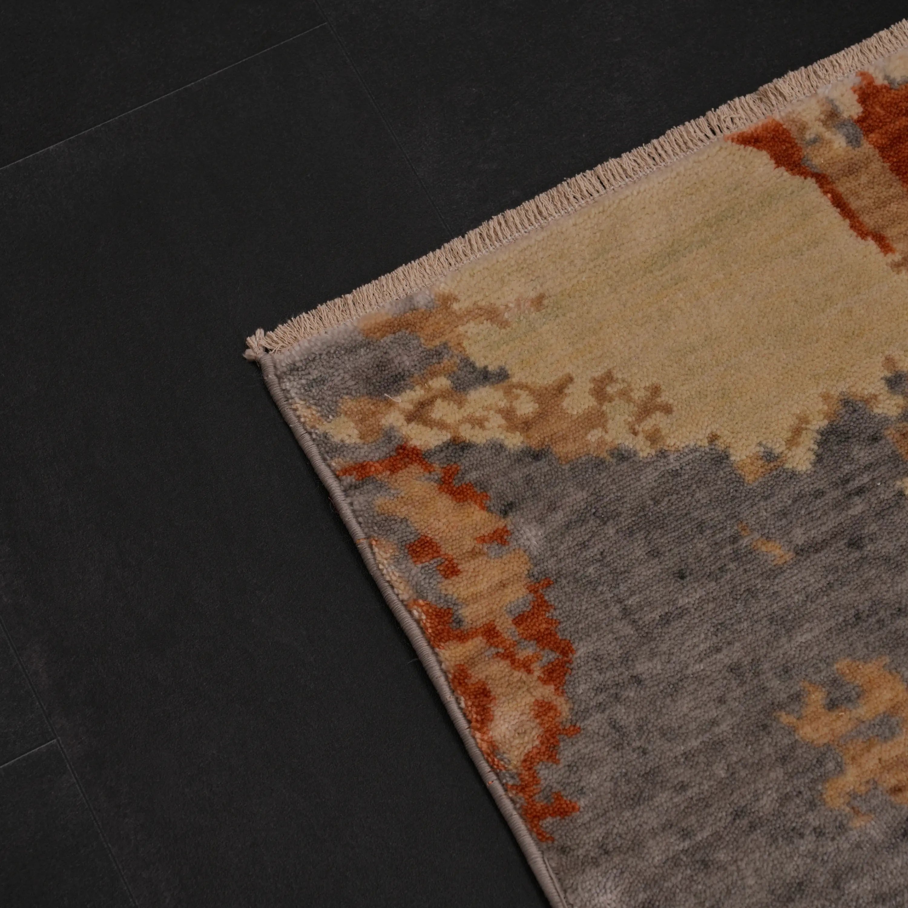 Zima Series Abstract Patterned Gray Natural Loom-Woven Rug