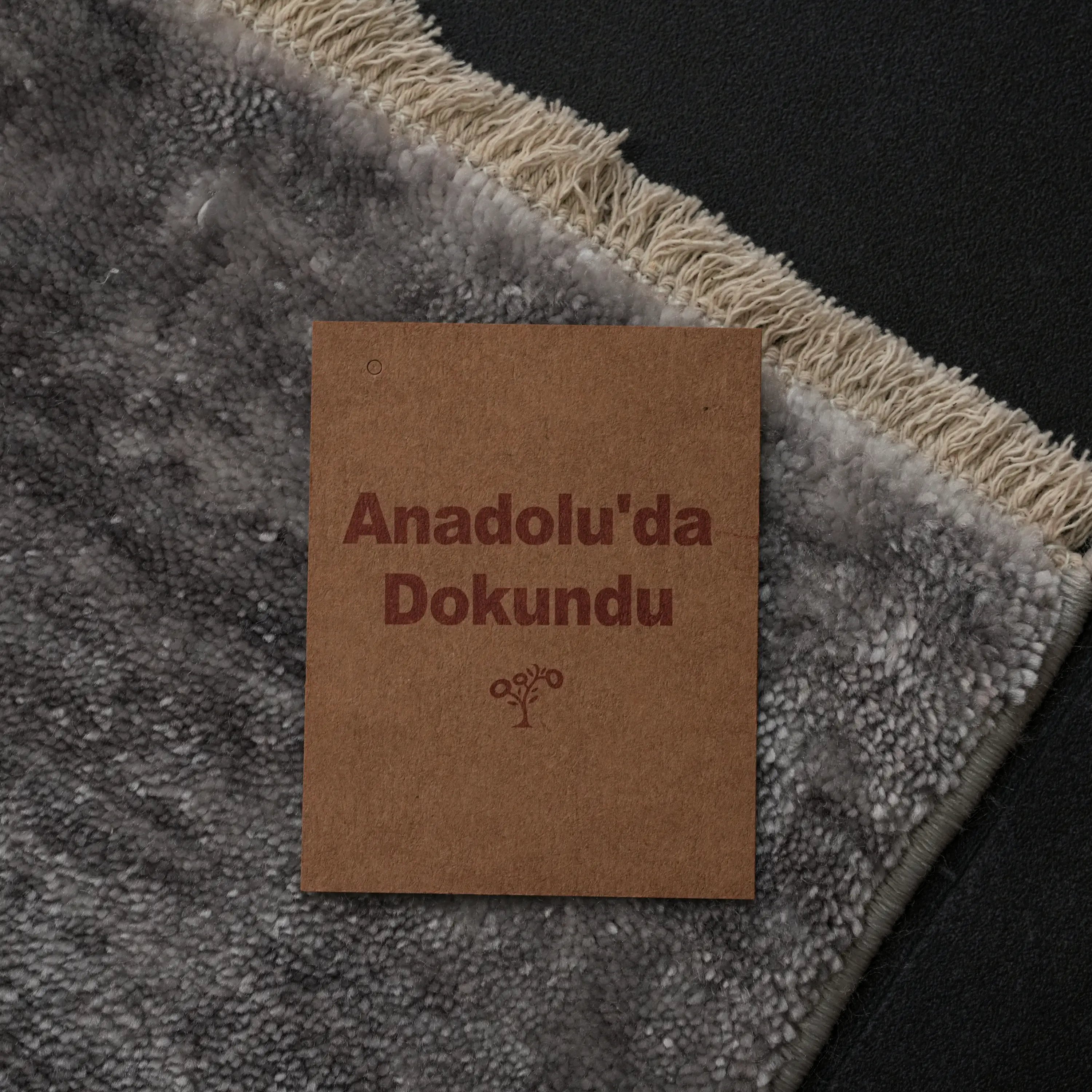 Zima Serisi Soyut Desenli Gri Tezgah Dokuma Halı