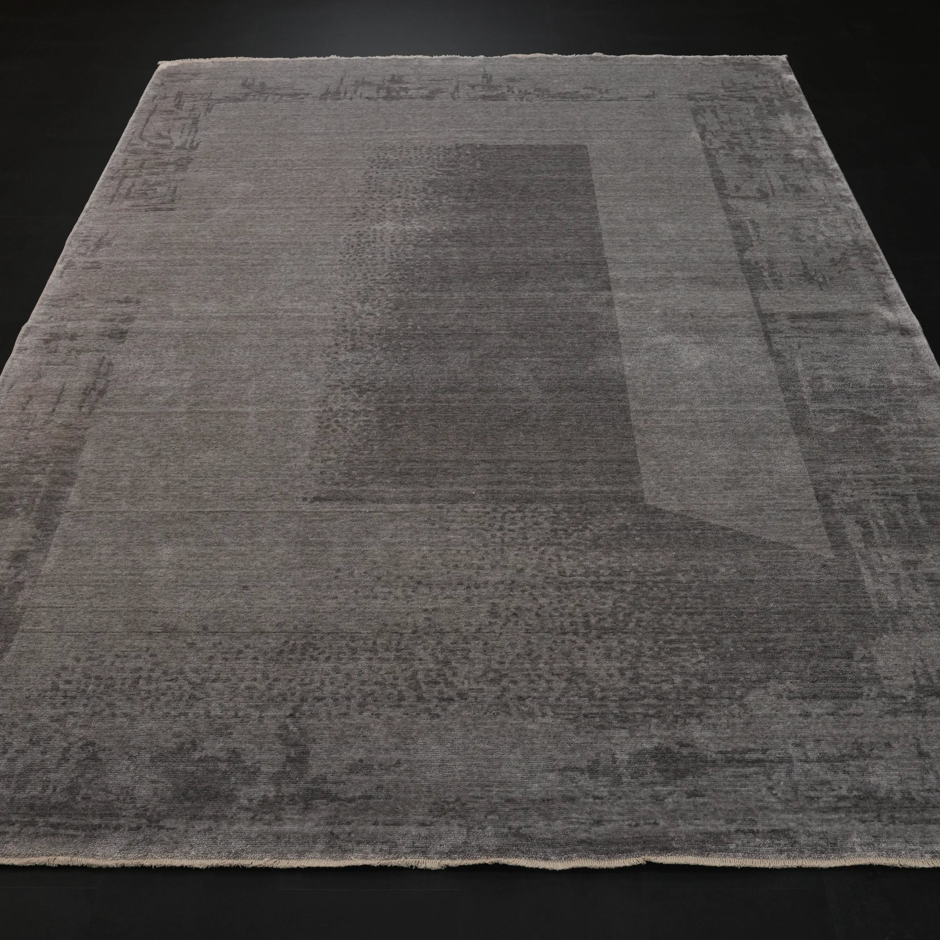 Zima Serisi Soyut Desenli Gri Tezgah Dokuma Halı