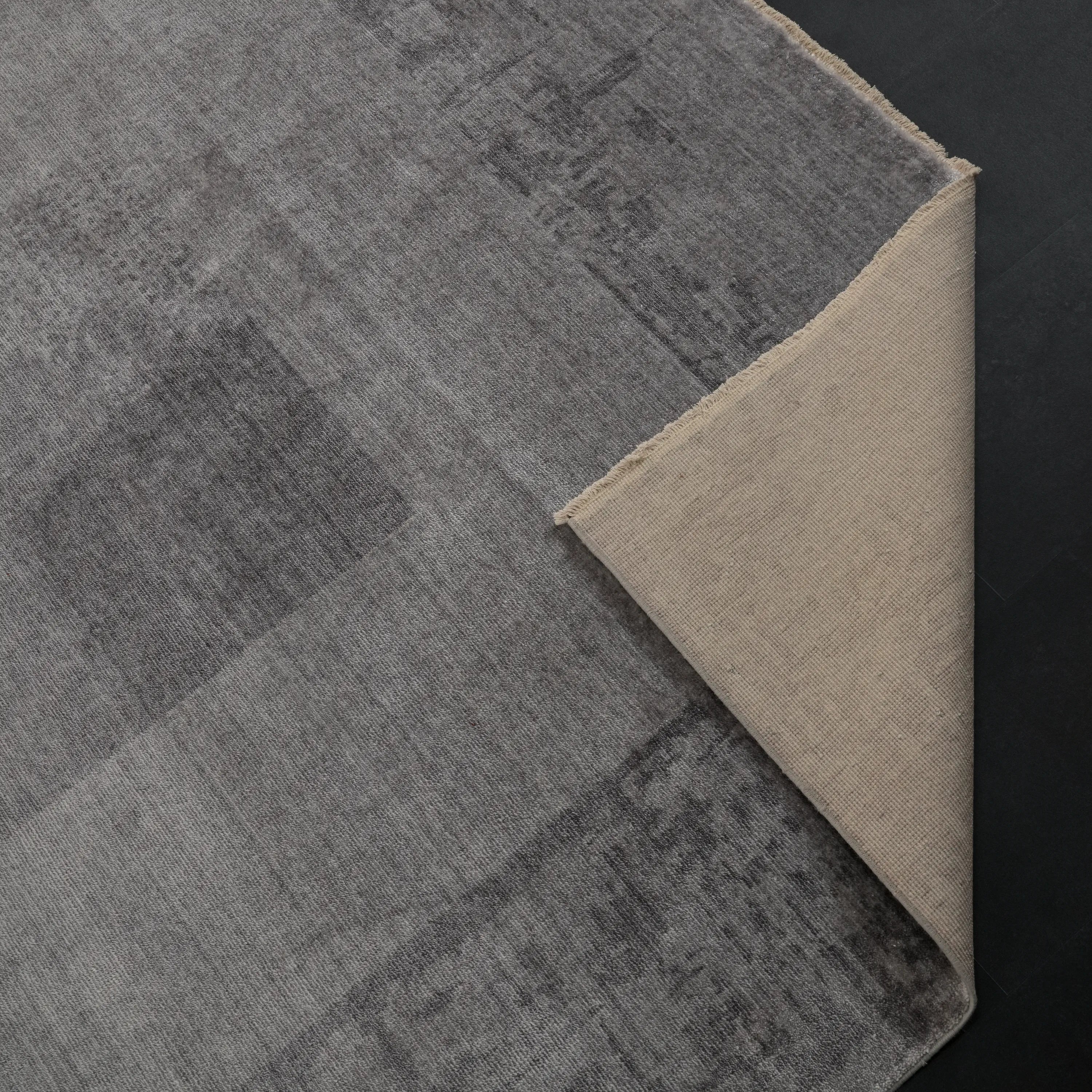 Zima Serisi Soyut Desenli Gri Tezgah Dokuma Halı