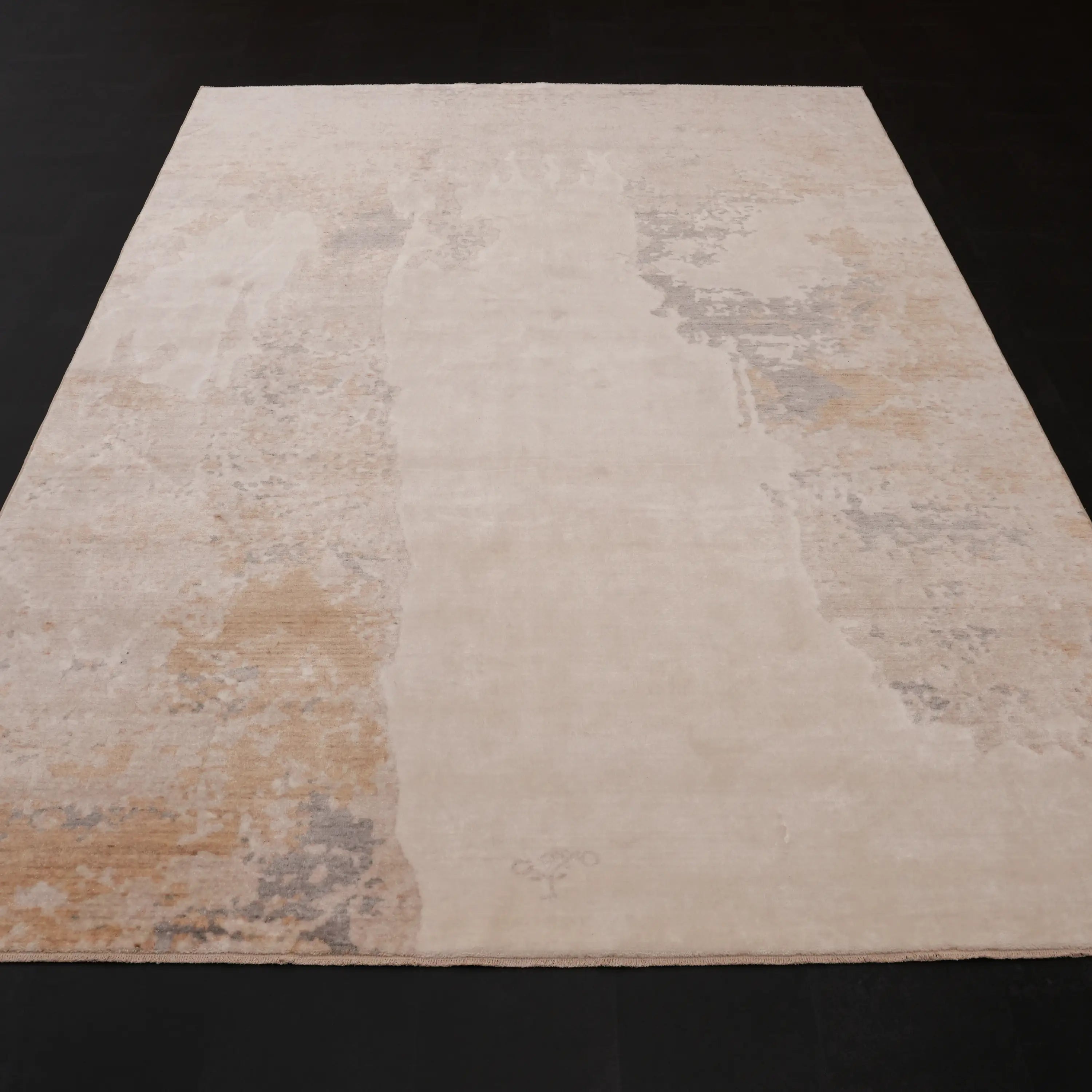 Zima Series Abstract Patterned Cream Natural Loom-Woven Rug