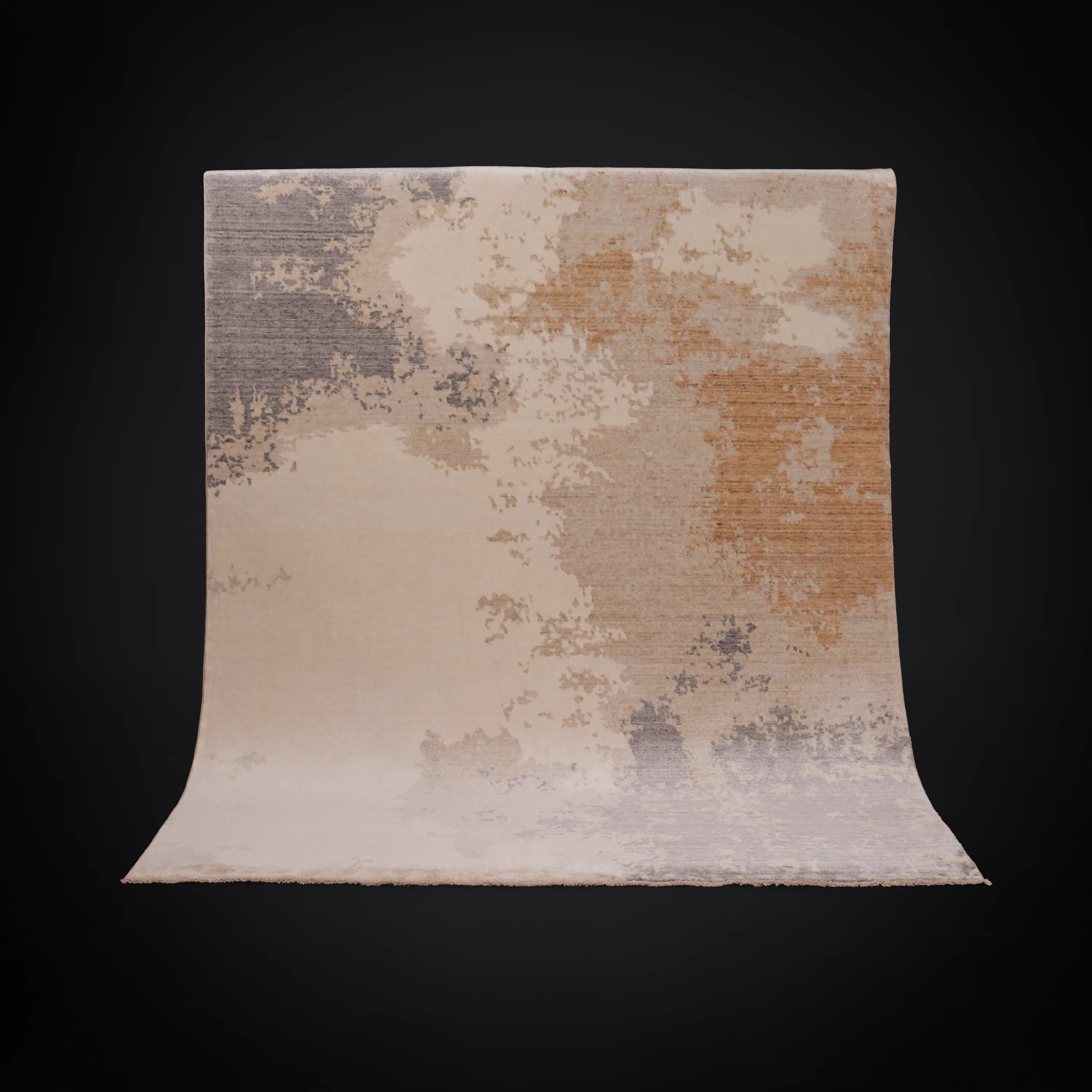 Zima Series Abstract Patterned Cream Loom-Woven Natural Rug