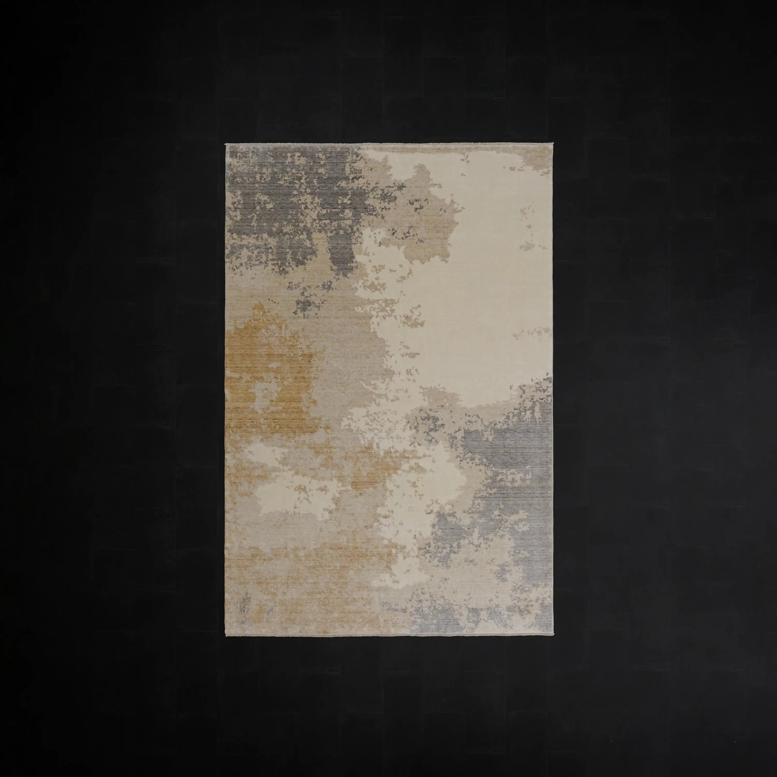 Zima Serisi Soyut Desenli Krem Tezgah Dokuma Doğal Halı