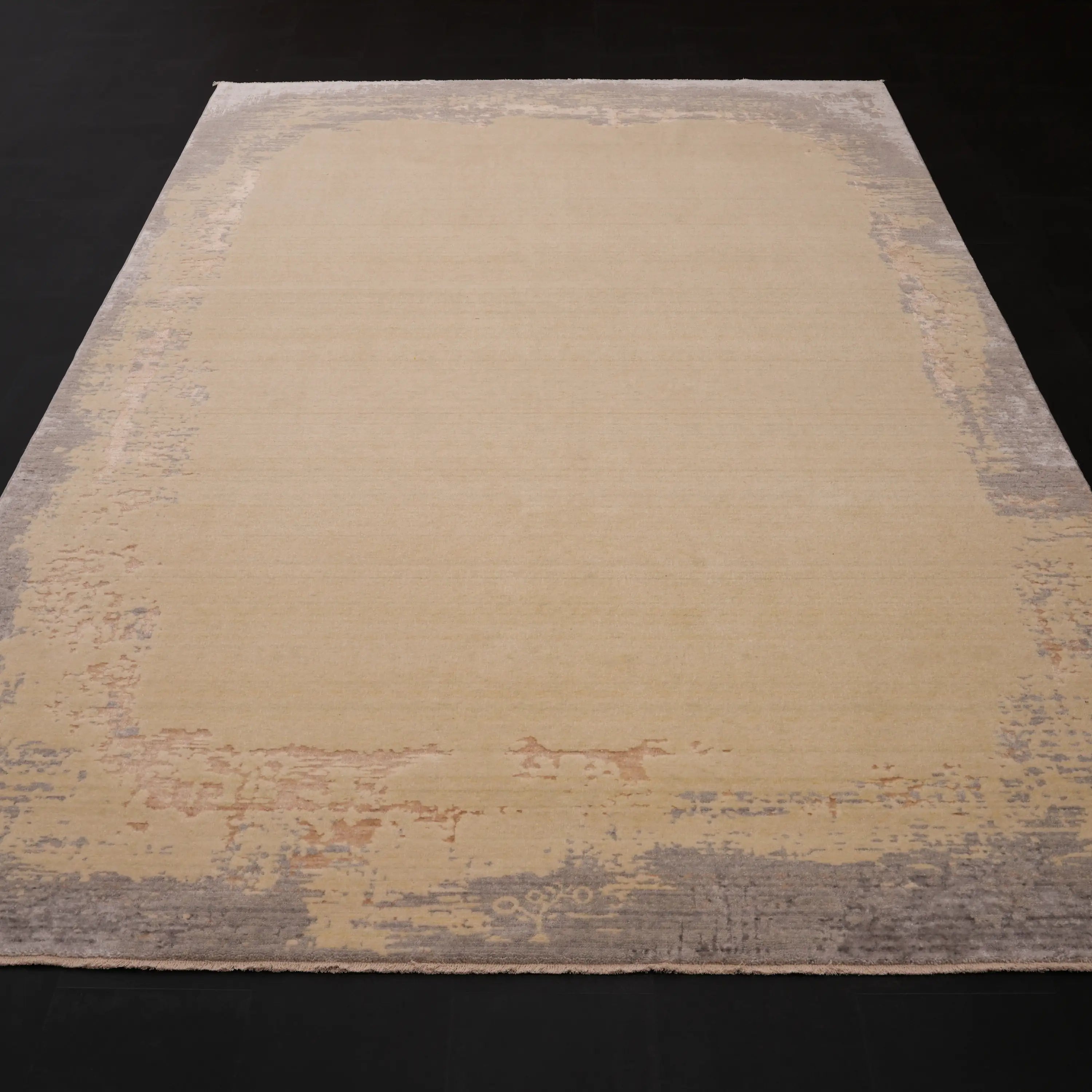 Zima Series Abstract Patterned Cream Loom-Woven Natural Rug