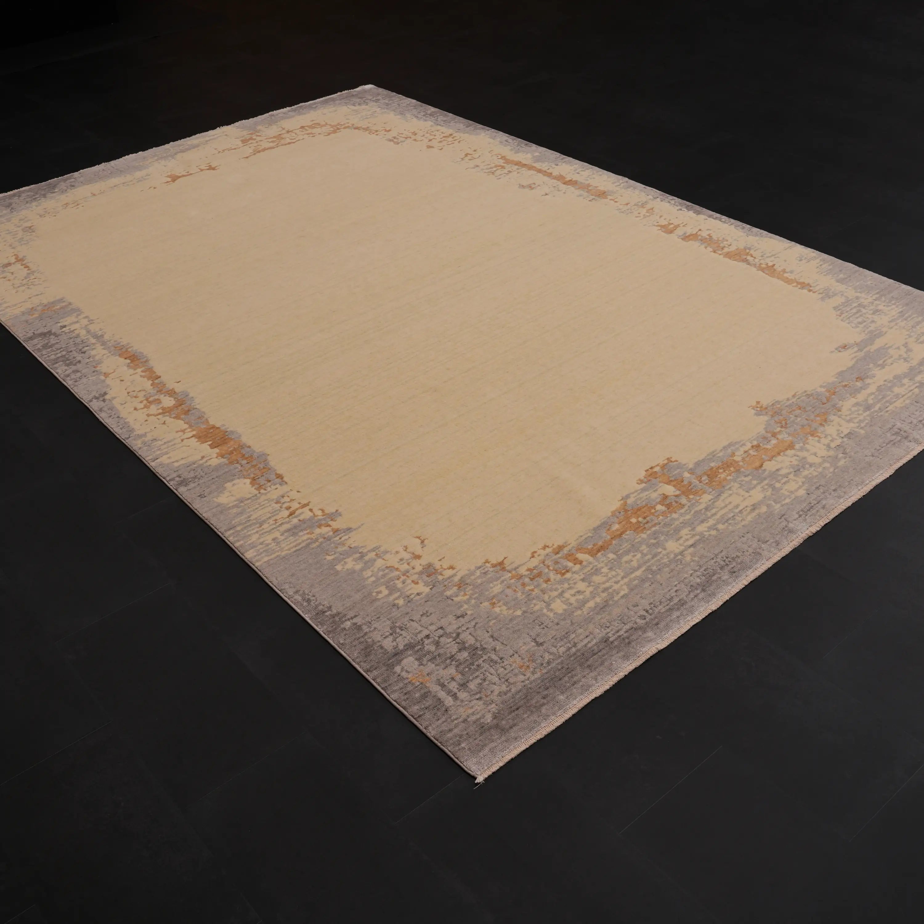 Zima Series Abstract Patterned Cream Loom-Woven Natural Rug