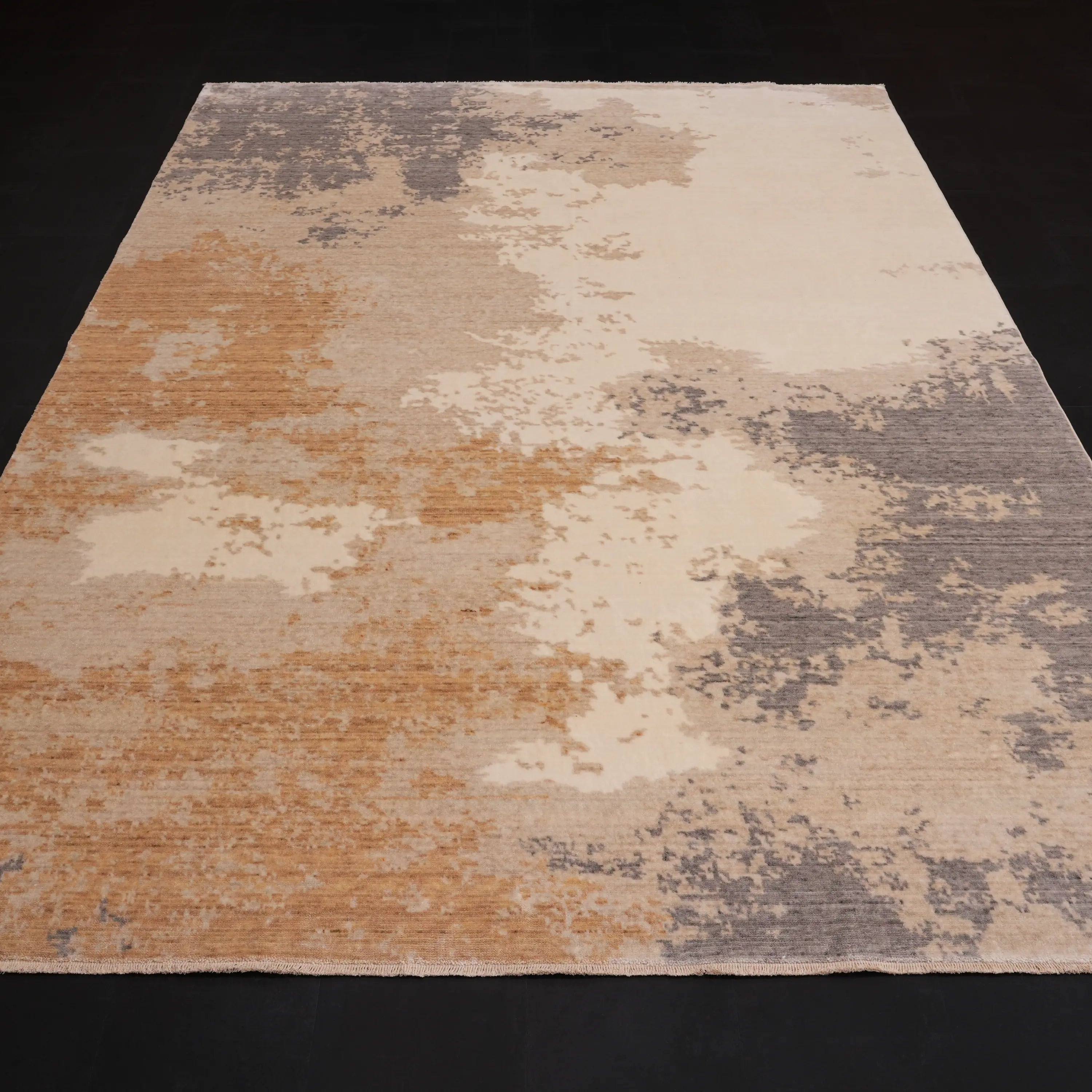 Zima Serisi Soyut Desenli Krem Tezgah Dokuma Doğal Halı