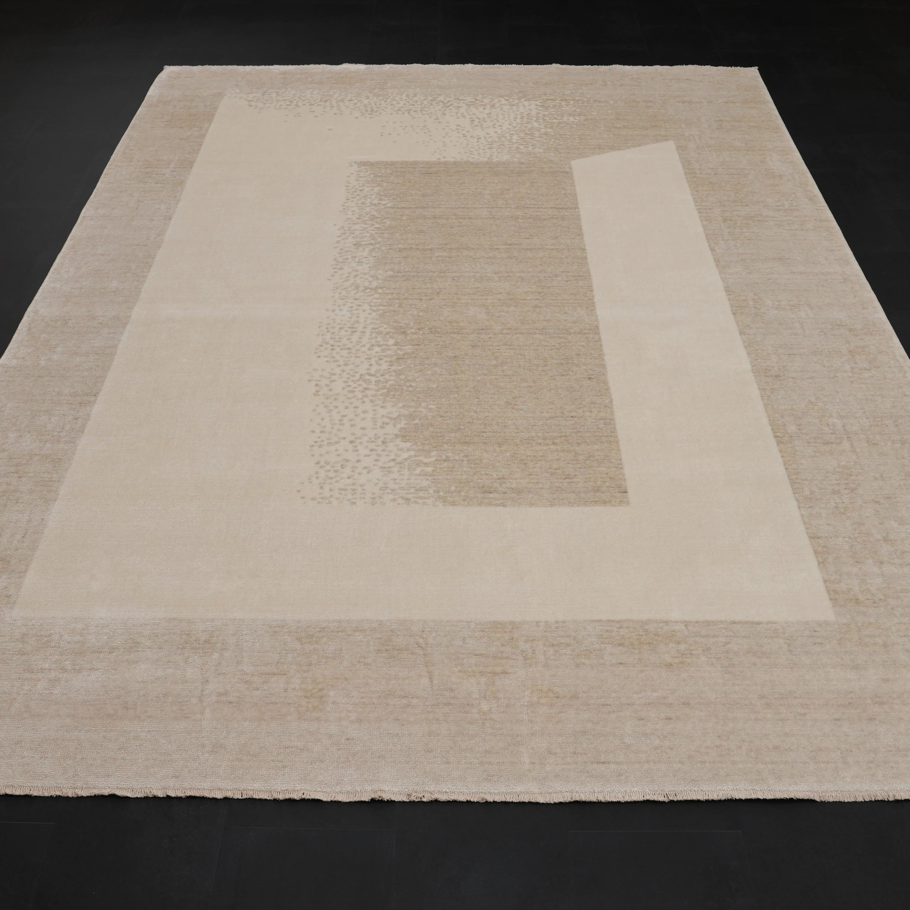Zima Series Abstract Patterned Cream Loom Woven Natural Rug