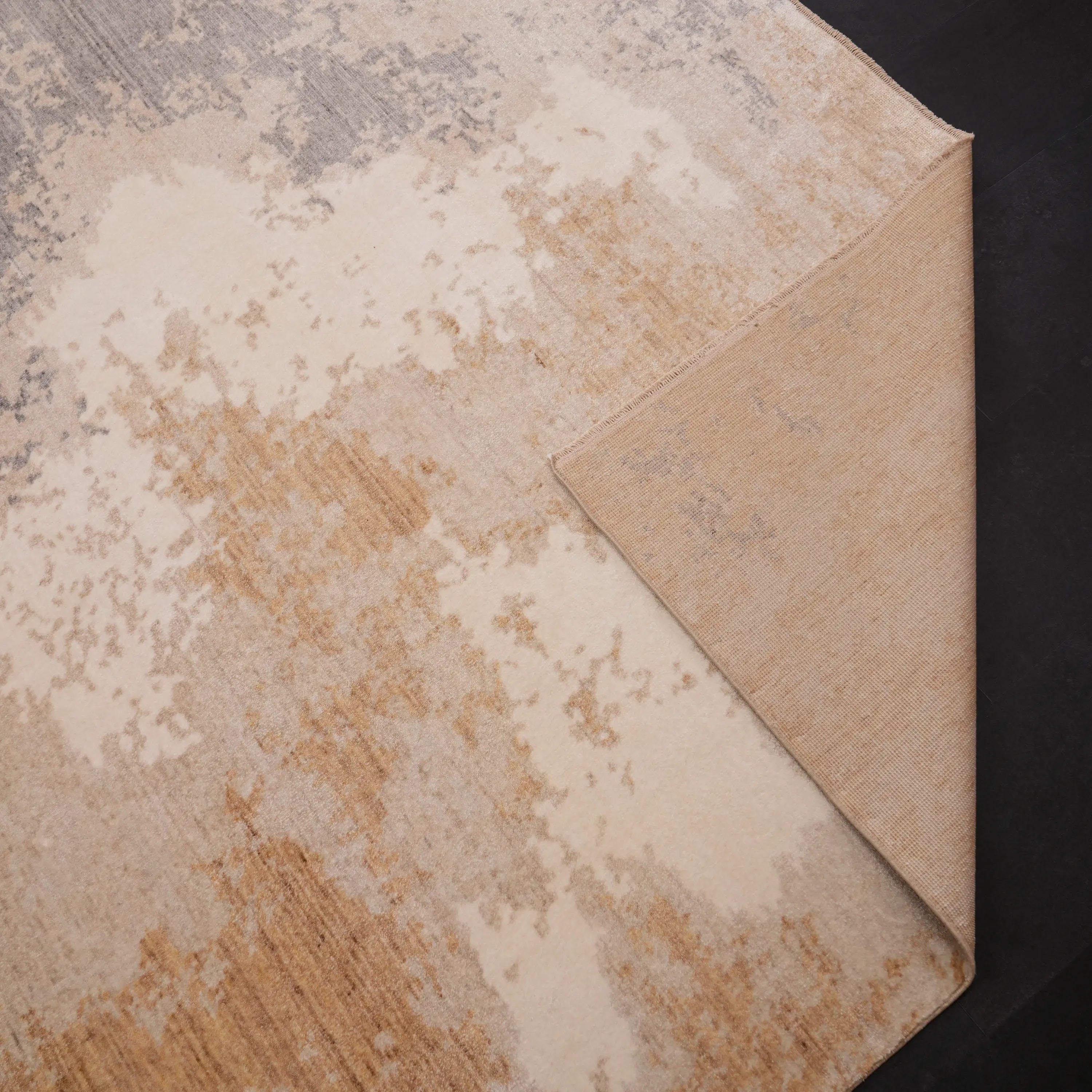 Zima Series Abstract Patterned Cream Loom-Woven Natural Rug