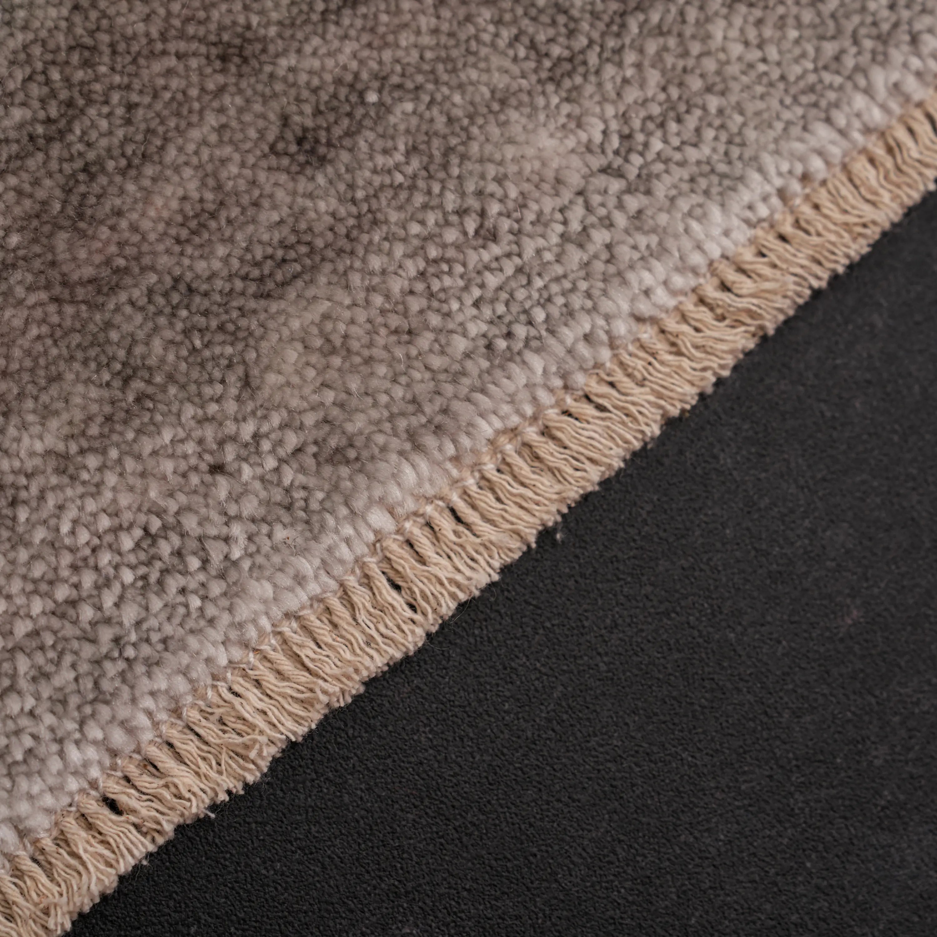 Zima Series Abstract Patterned Cream Loom-Woven Natural Rug