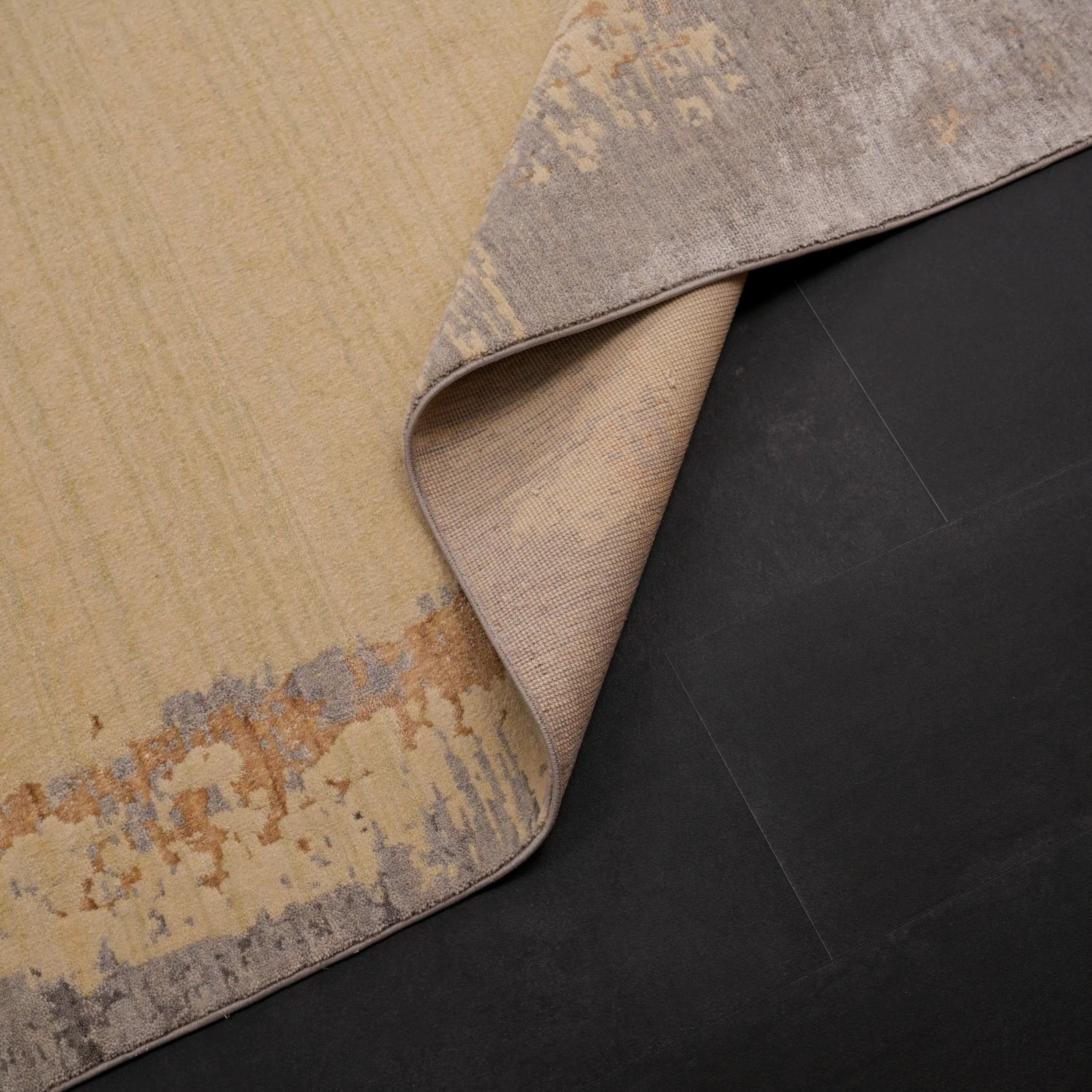 Zima Series Abstract Patterned Cream Loom-Woven Natural Rug