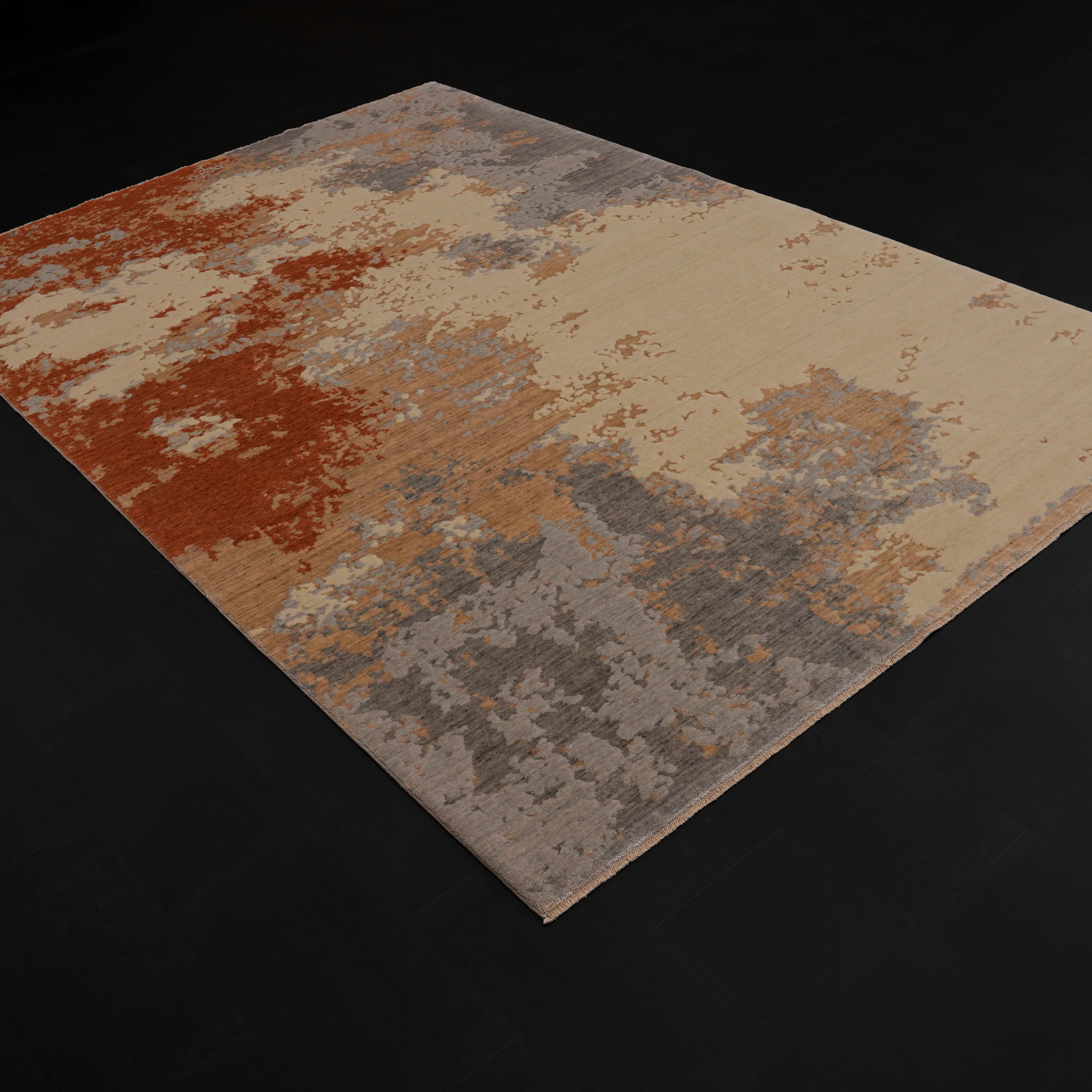 Zima Series Abstract Patterned Terra Loom-Woven Natural Rug