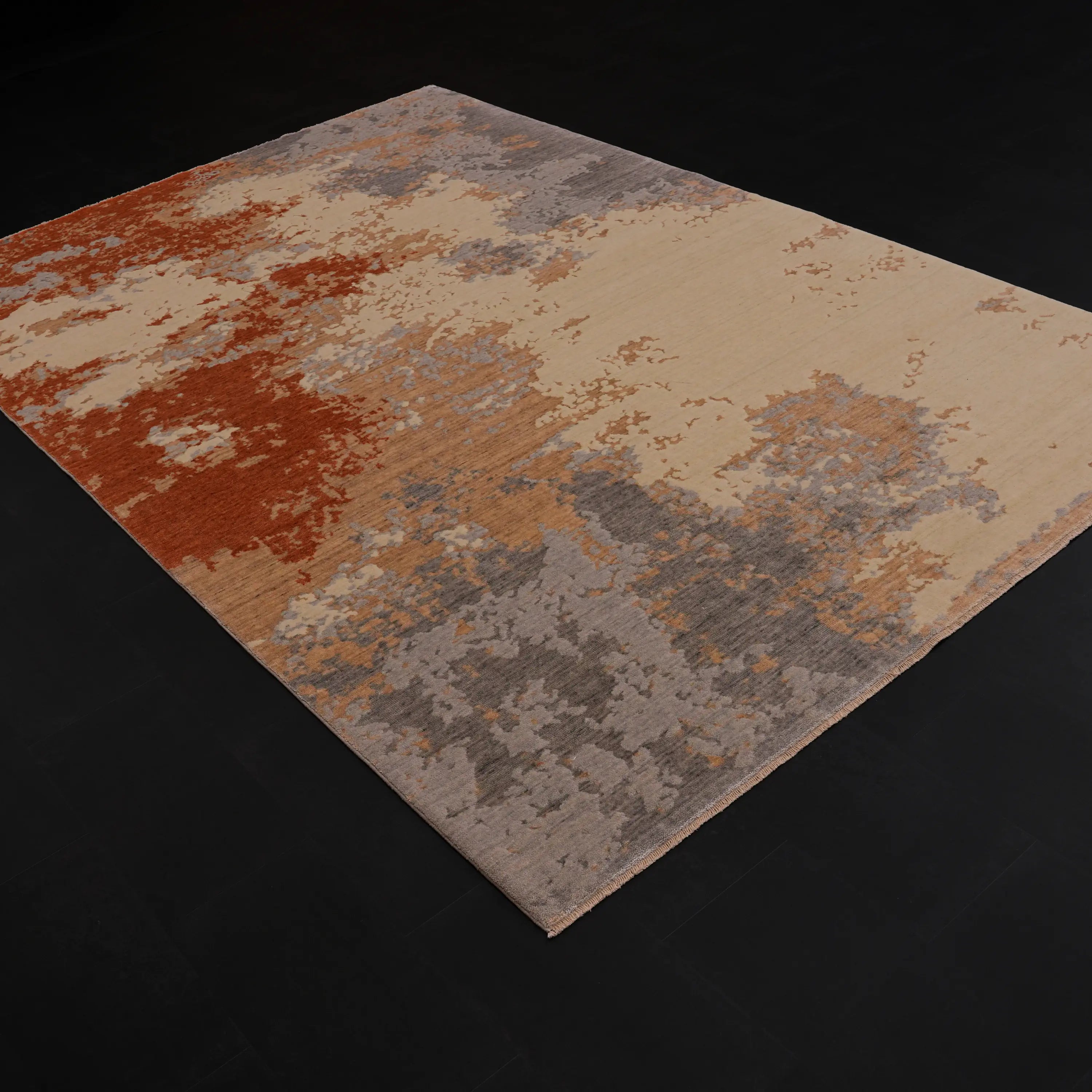 Zima Serisi Soyut Desenli Terra Tezgah Dokuma Doğal Halı