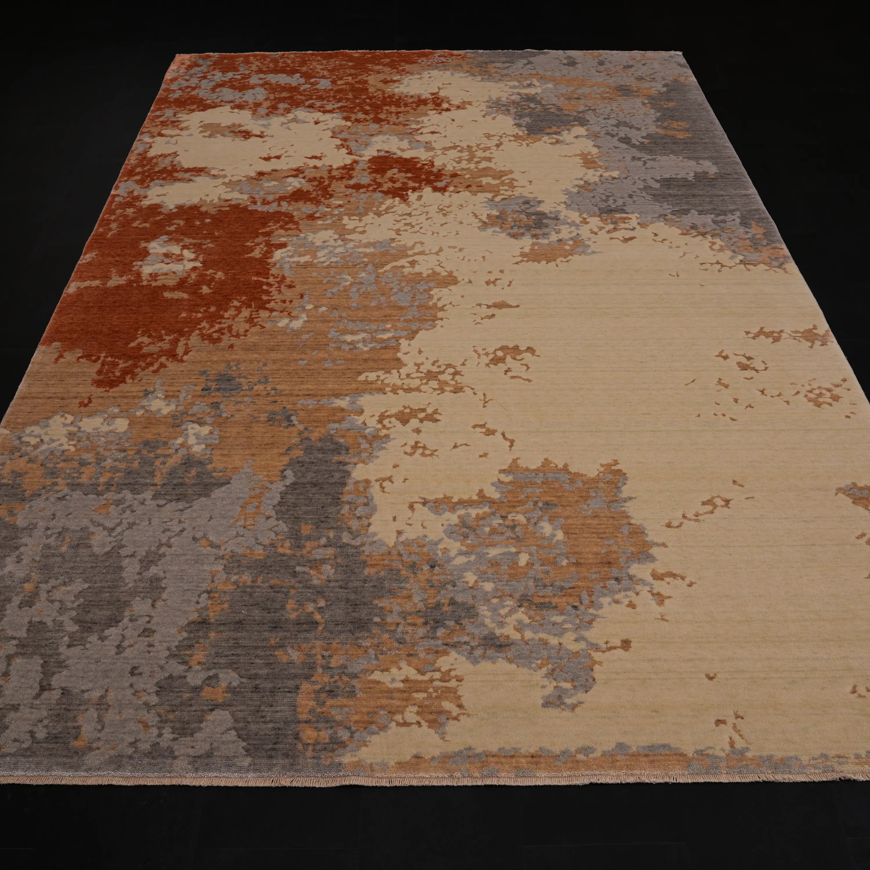 Zima Serisi Soyut Desenli Terra Tezgah Dokuma Doğal Halı