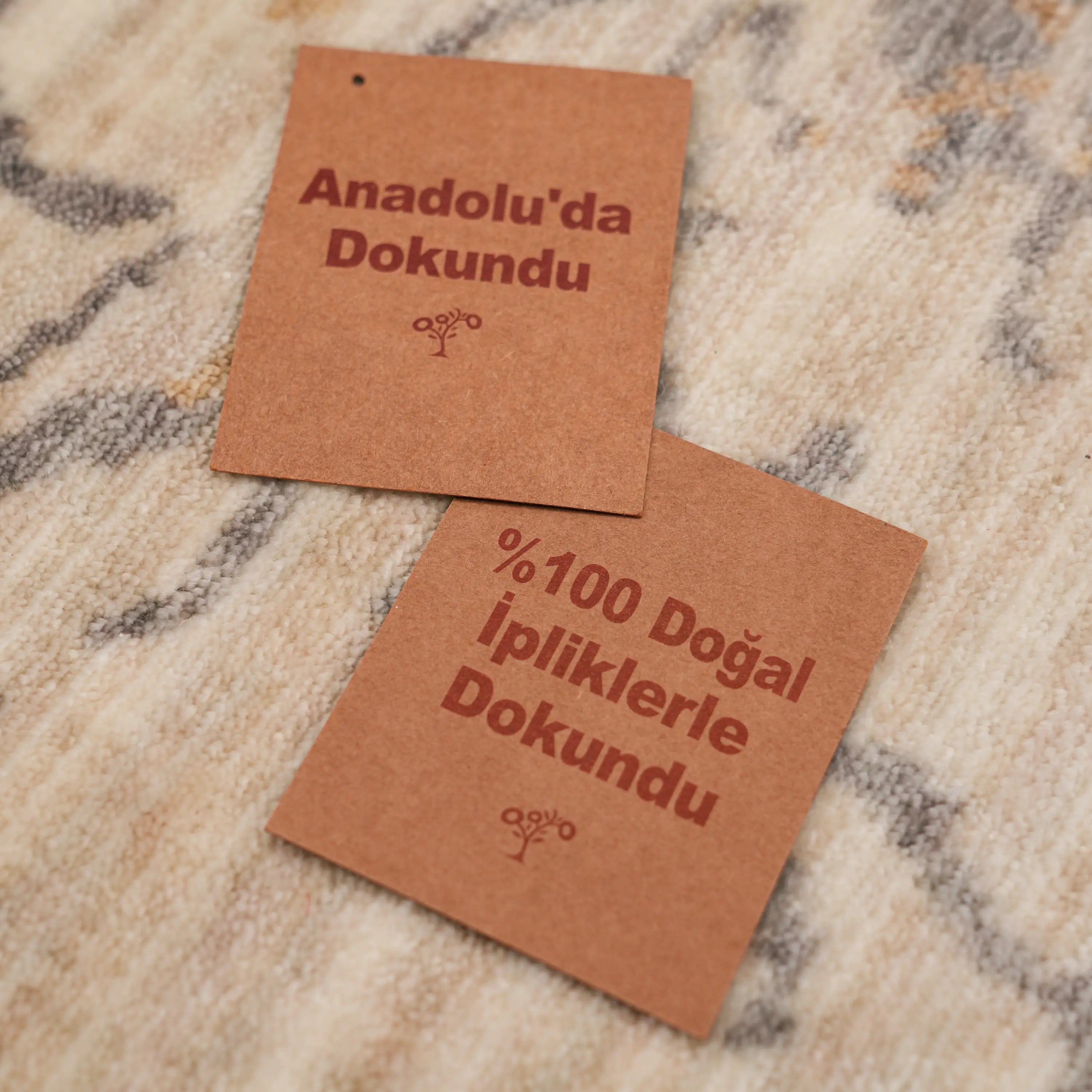 Zima Series Abstract Patterned Mink Loom-Woven Natural Rug